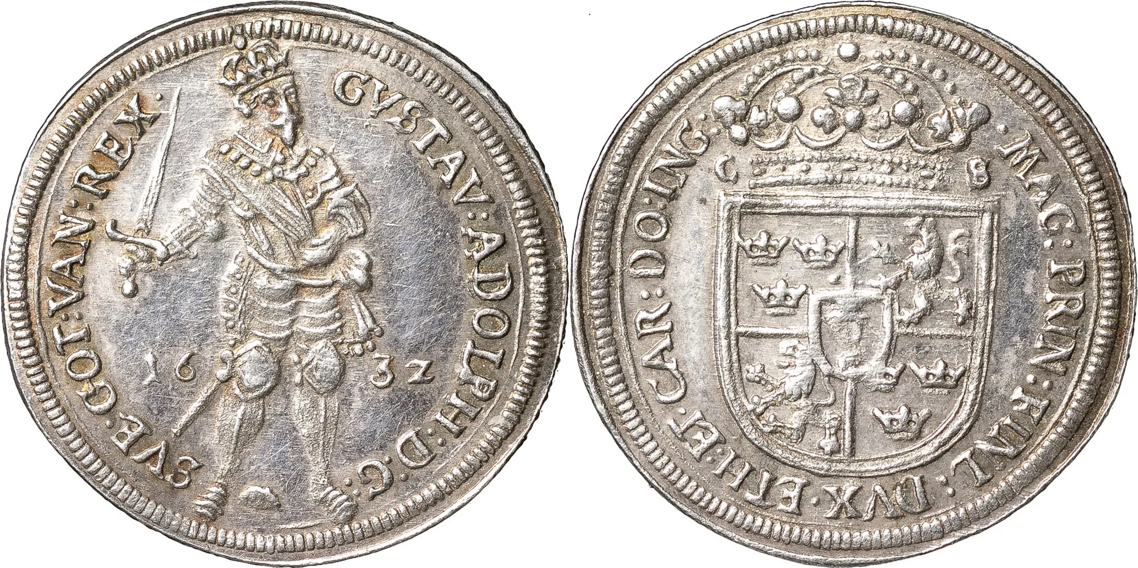 GUSTAV II ADOLF (1611-1632). FÜRTH. Silveravslag av dukat 1632