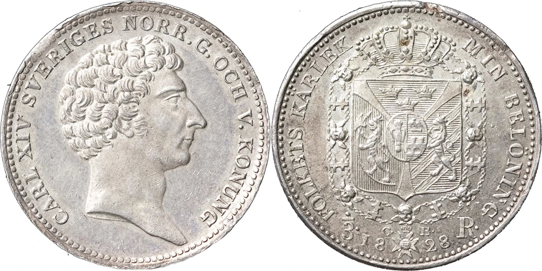 KARL XIV JOHAN (1818-1844). STOCKHOLM. 1/3 riksdaler 1828