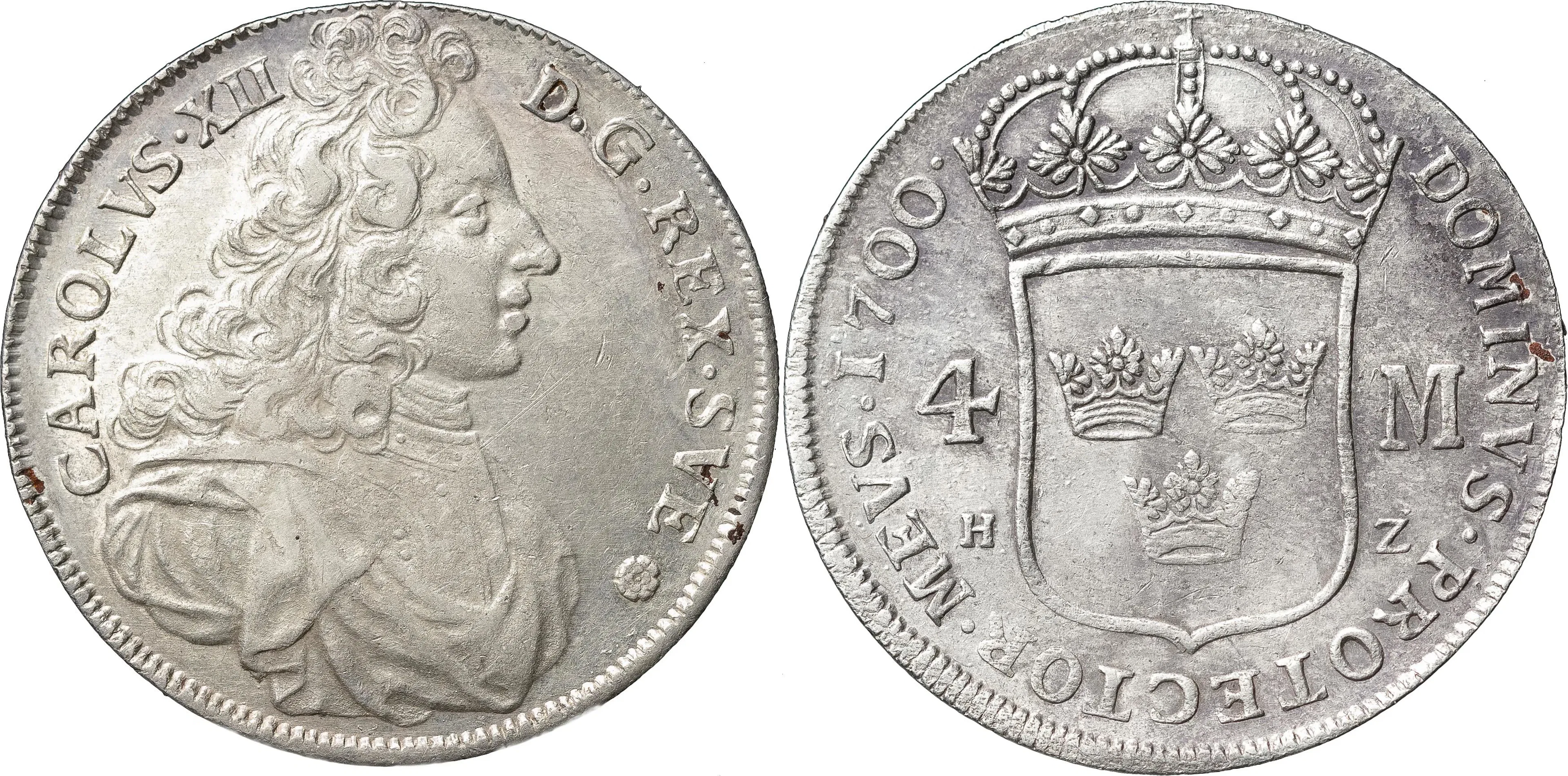 KARL XII (1697-1718). STOCKHOLM. 4 mark 1700
