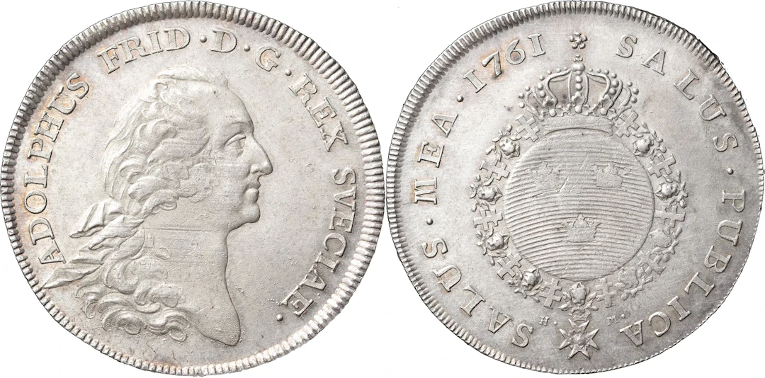 ADOLF FREDRIK (1751-1771). STOCKHOLM. Riksdaler 1761