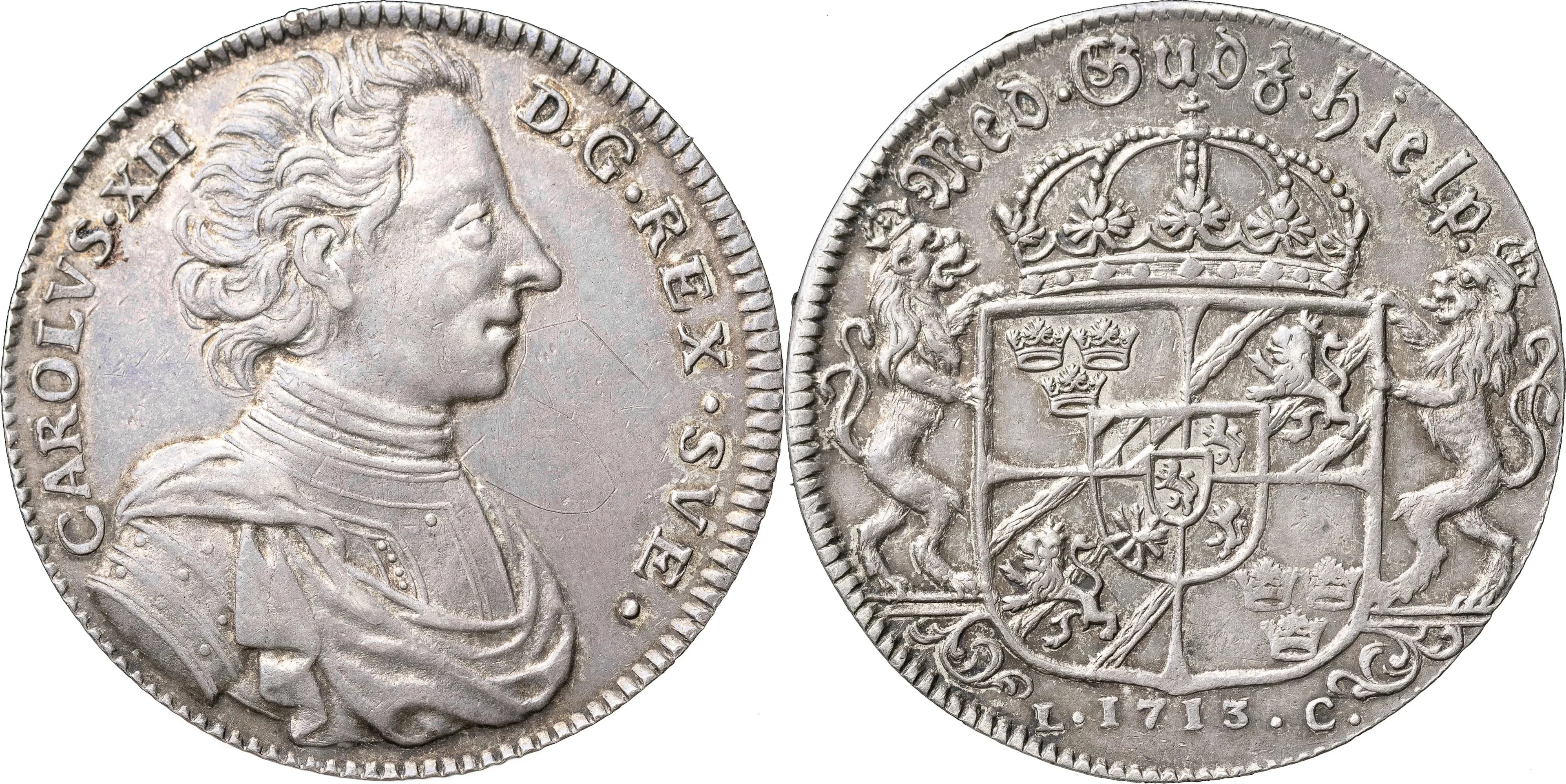 KARL XII (1697-1718). STOCKHOLM. Riksdaler 1713