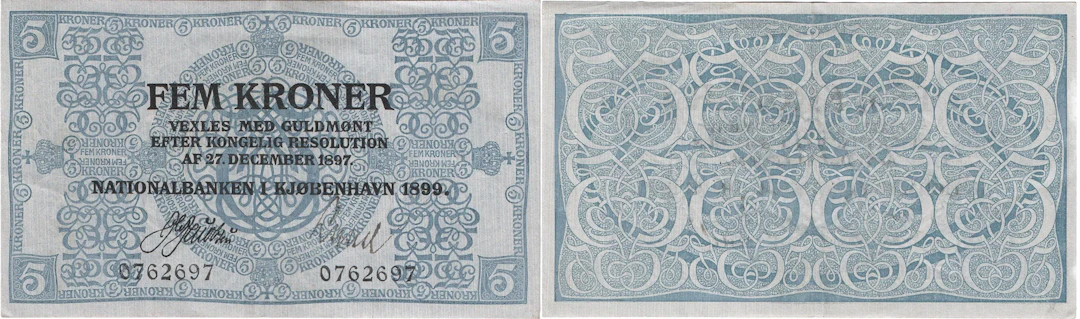 DANMARK / DENMARK. Christian IX (1863-1906). 5 kroner 1899
