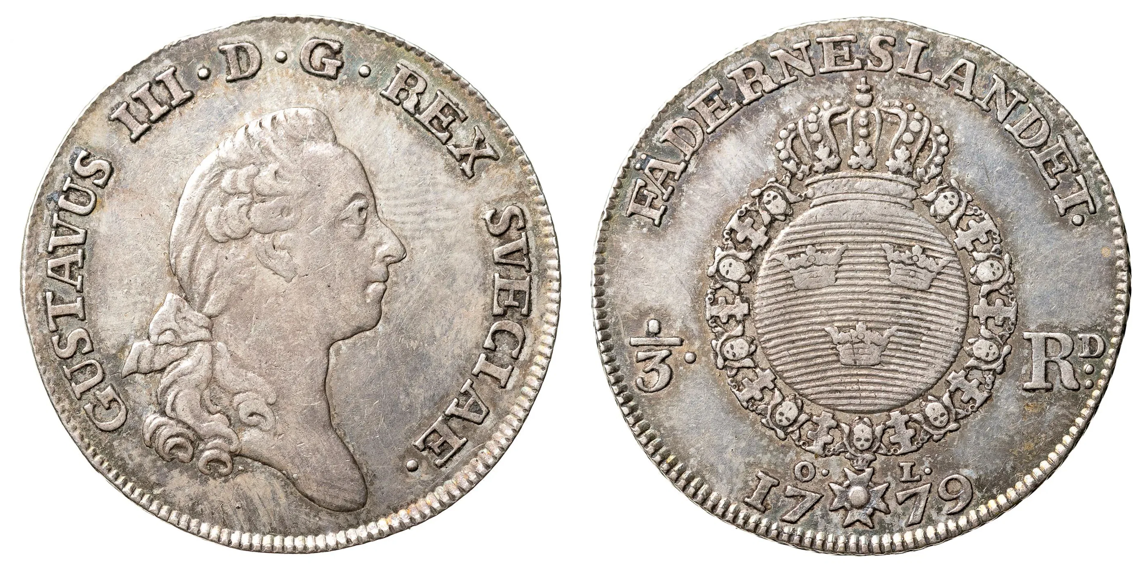 GUSTAV III (1771-1792). 1/3 riksdaler 1779