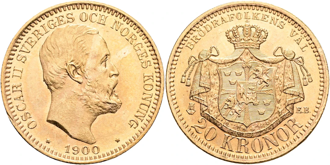 OSKAR II (1872-1907). 20 kronor 1900
