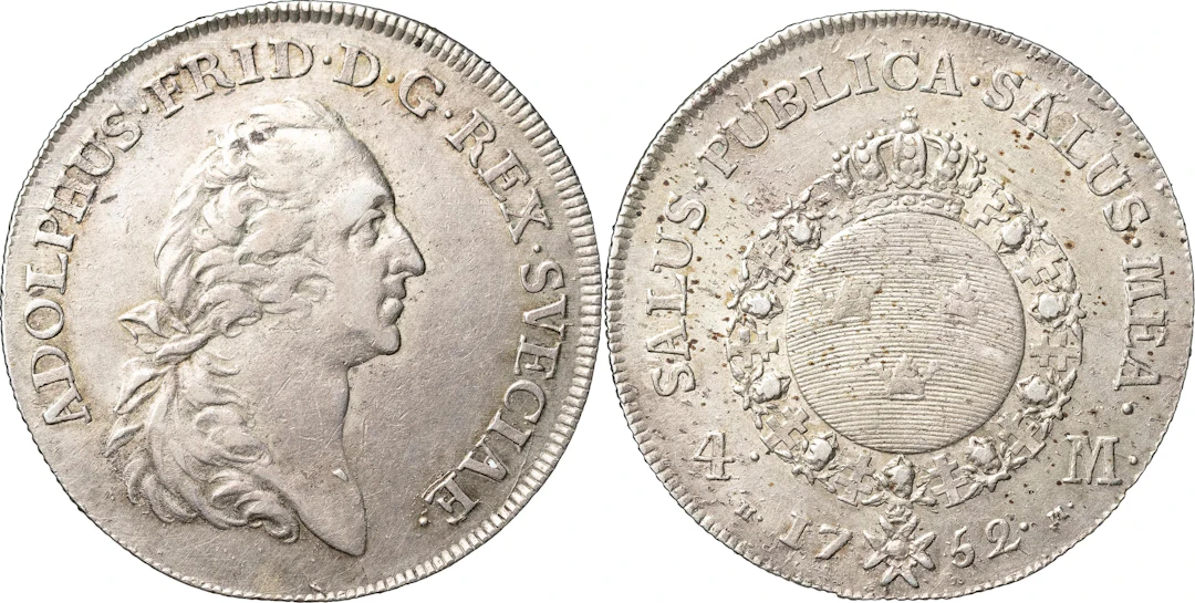 ADOLF FREDRIK (1751-1771). STOCKHOLM. 4 mark 1752
