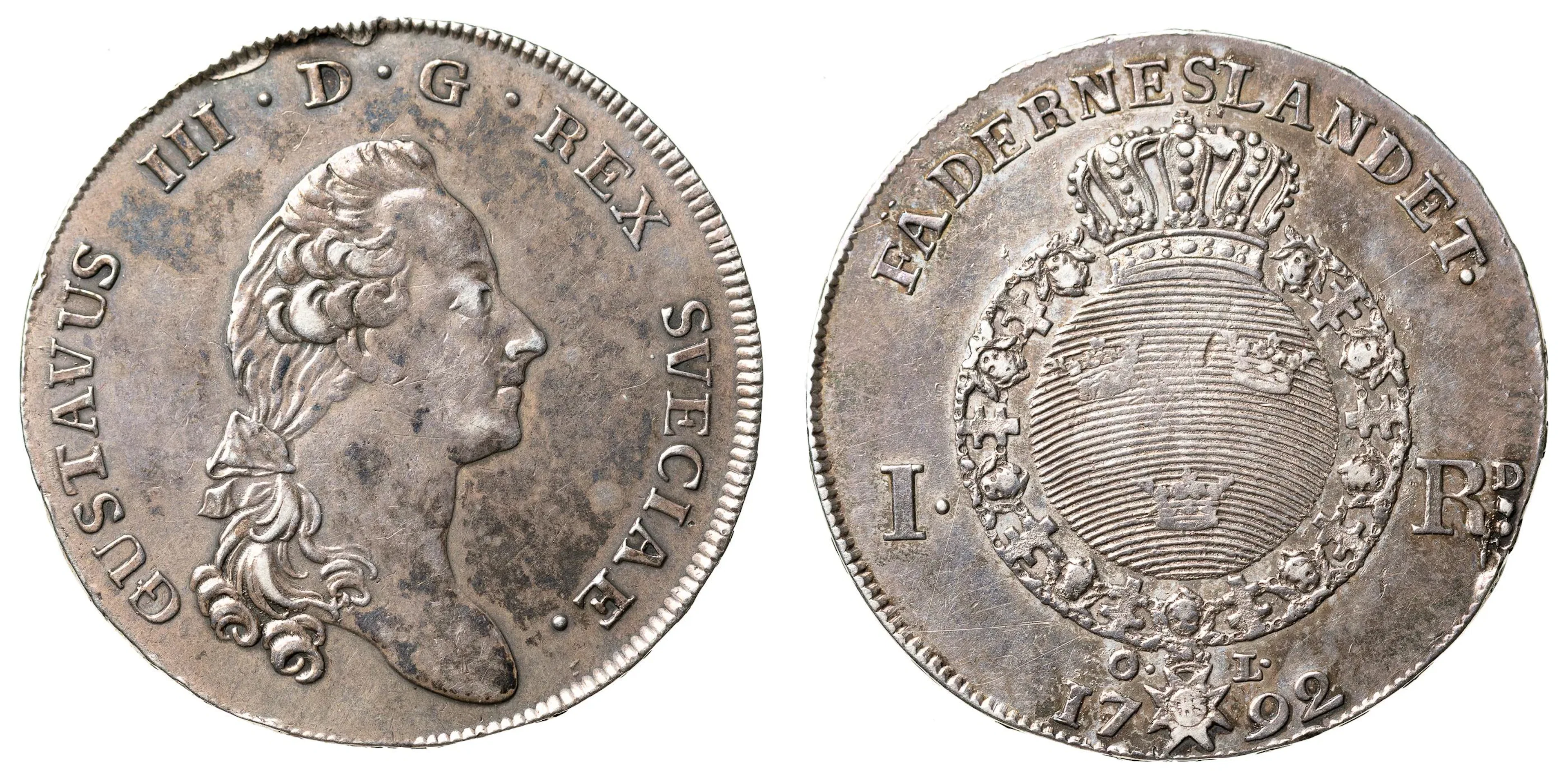 GUSTAV III (1771-1792). Riksdaler 1792