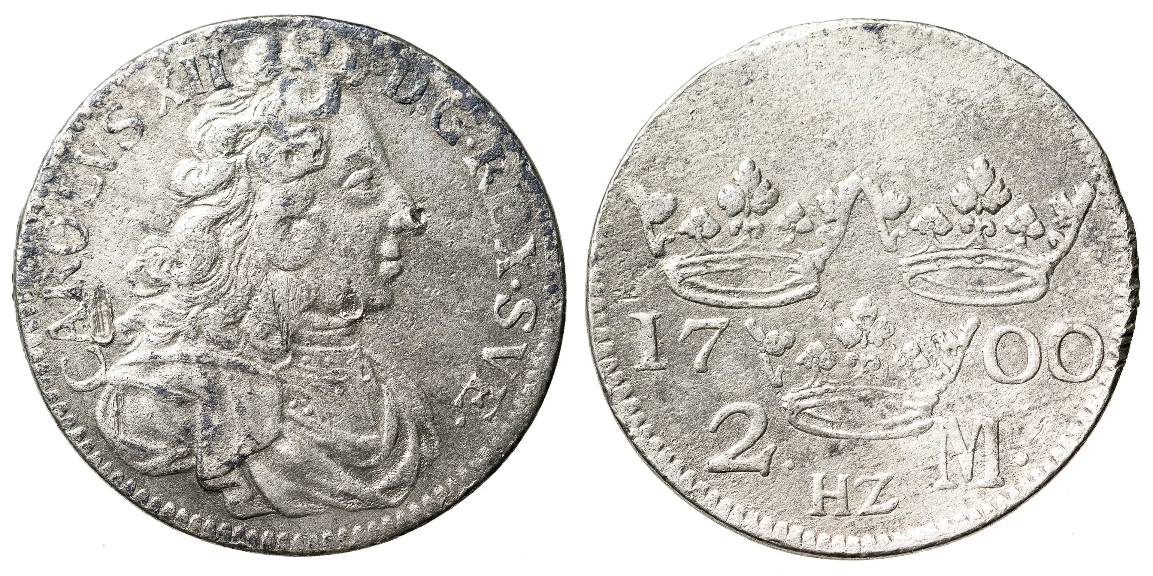 KARL XII (1697-1718). 2 mark 1700