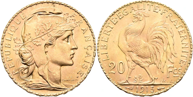 FRANKRIKE / FRANCE. 20 francs 1913