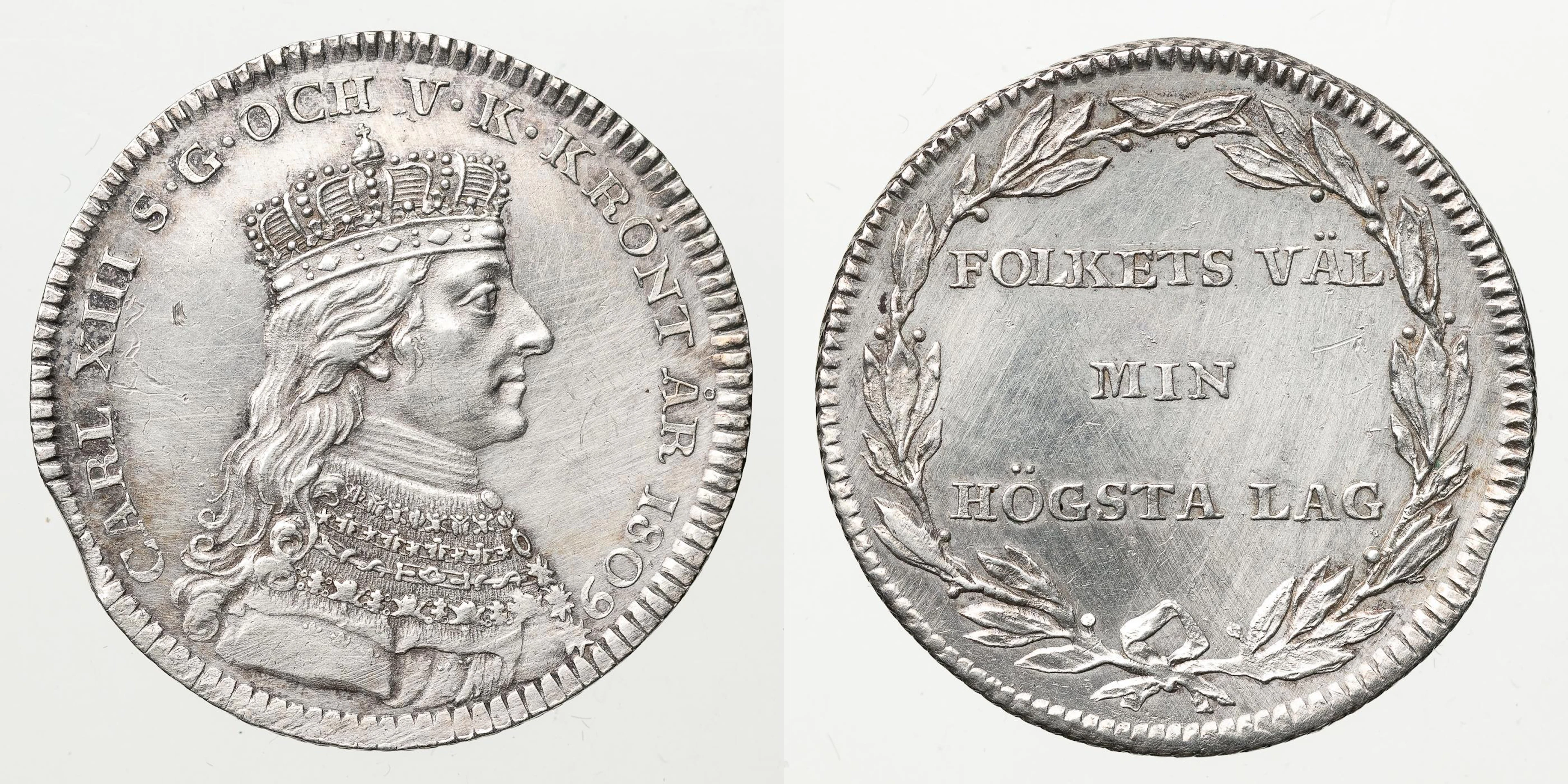 KARL XIII (1809-1818). 1/3 riksdaler 1809