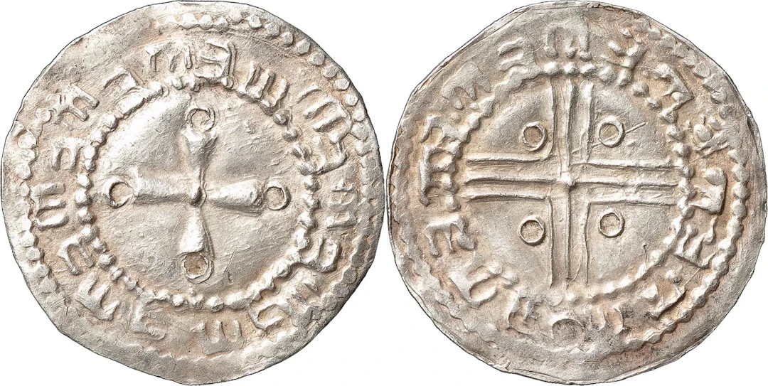 SLAVISKA IMITATIONER. Denar/Penny. Cross with rings at cross ends