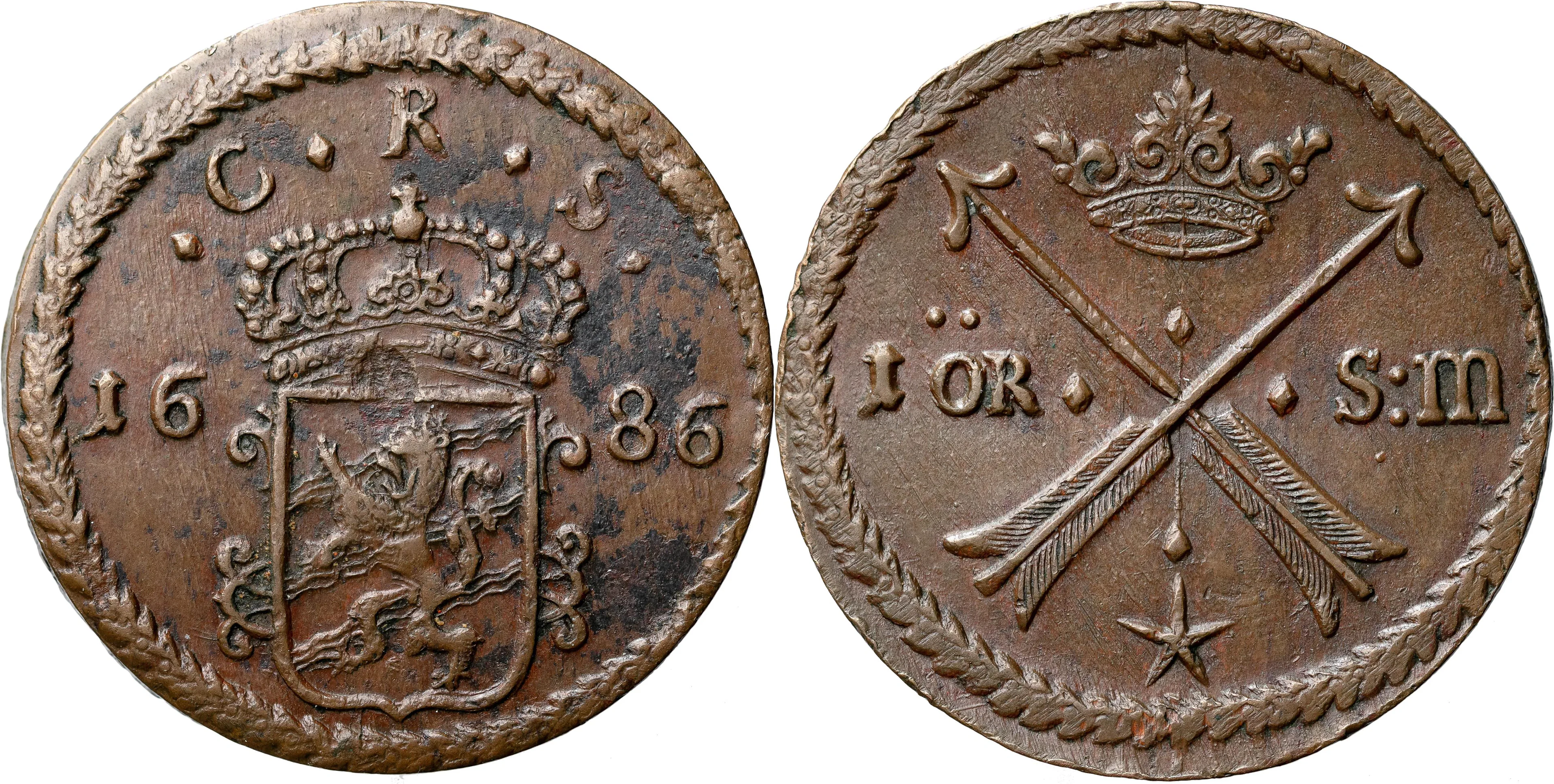 KARL XI (1660-1697). AVESTA. Öre SM 1686