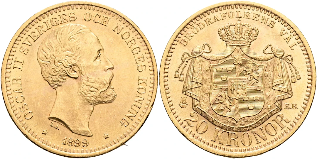 OSKAR II (1872-1907). 20 kronor 1899