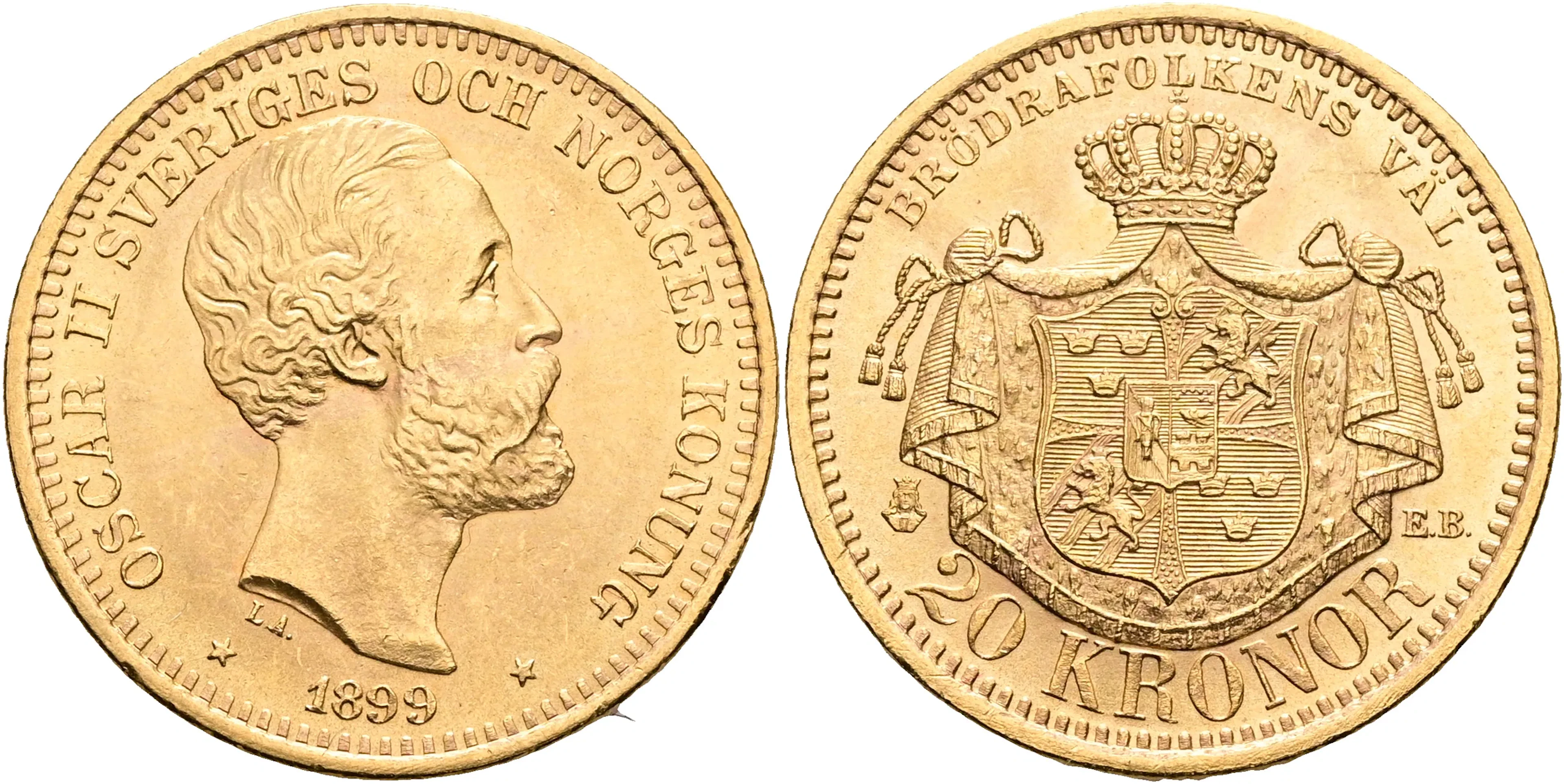 OSKAR II (1872-1907). 20 kronor 1899