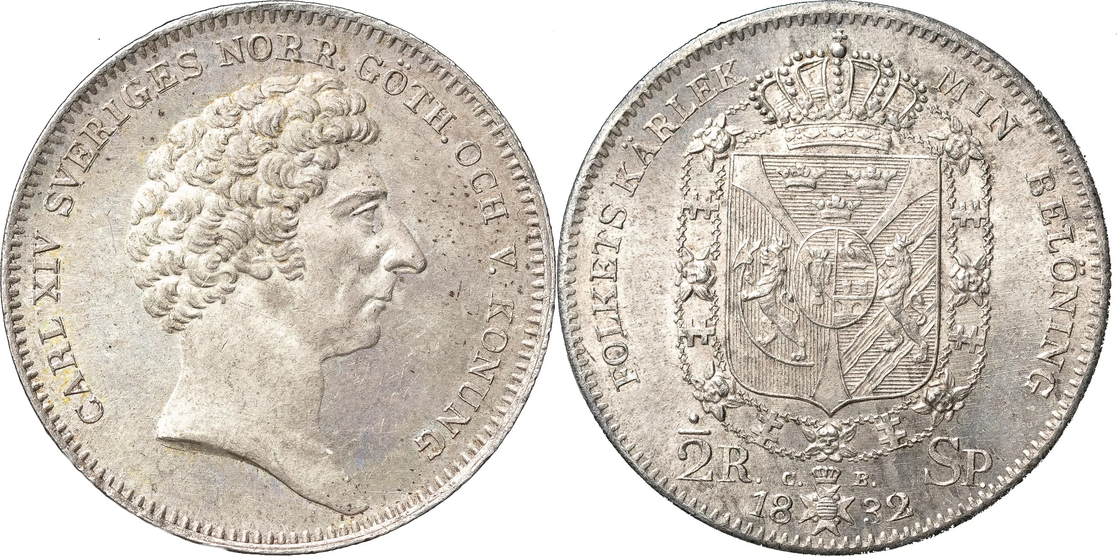 KARL XIV JOHAN (1818-1844). STOCKHOLM. 1/2 riksdaler specie 1832
