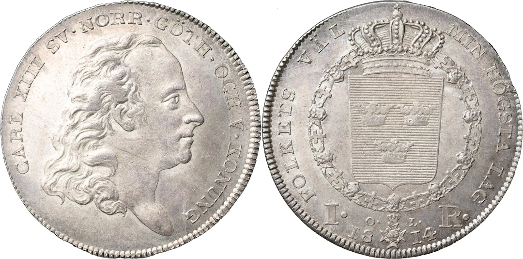 KARL XIII (1809-1818). STOCKHOLM. Riksdaler 1814