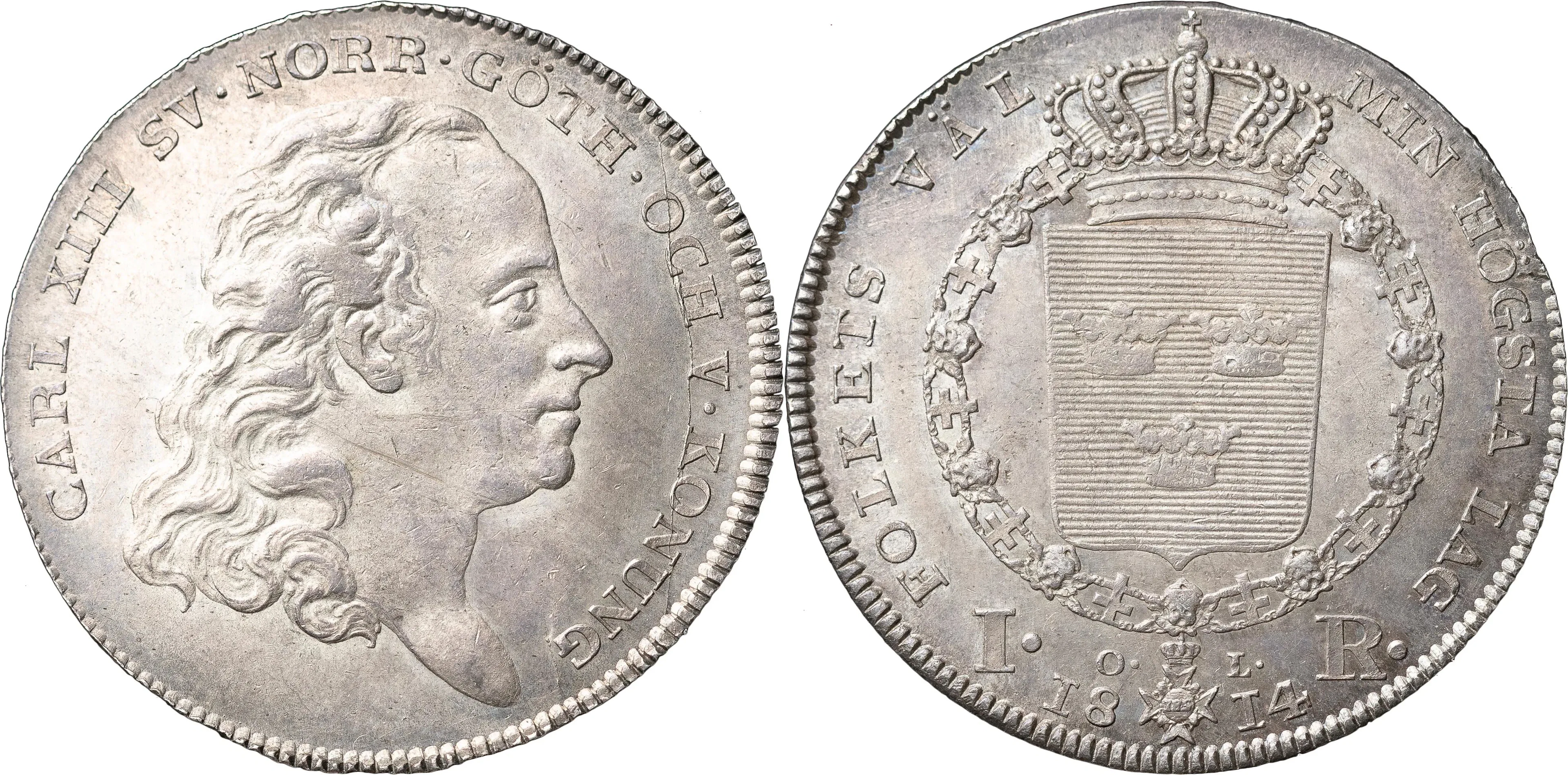 KARL XIII (1809-1818). STOCKHOLM. Riksdaler 1814