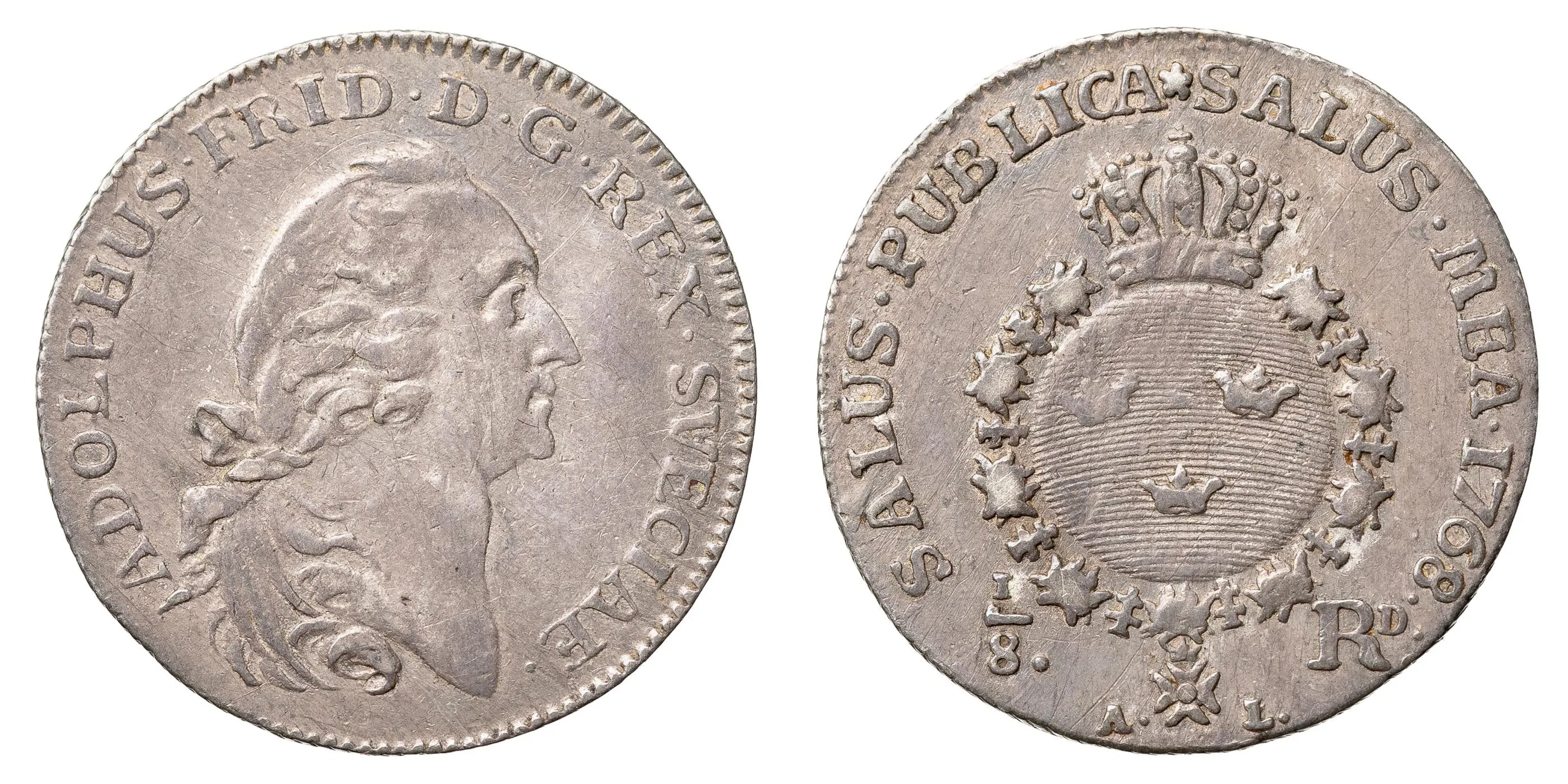 ADOLF FREDRIK (1751-1771). 1/8 riksdaler 1768