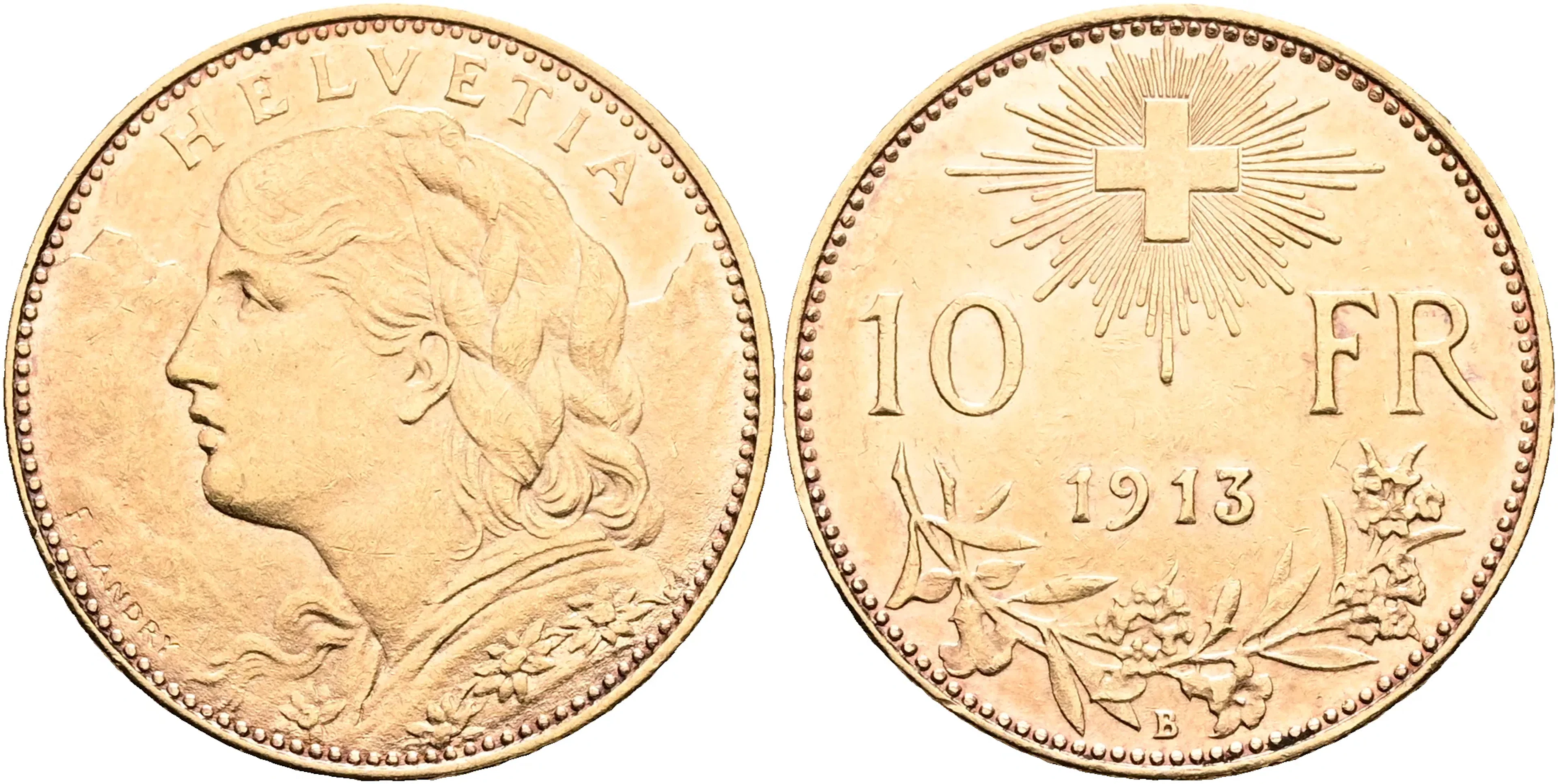 SCHWEIZ / SWITZERLAND. 10 francs 1913