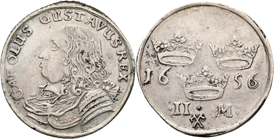 KARL X GUSTAV (1654-1660). 2 mark 1656