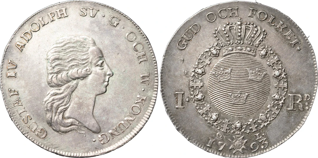 GUSTAV IV ADOLF (1792-1809). STOCKHOLM. Riksdaler 1793