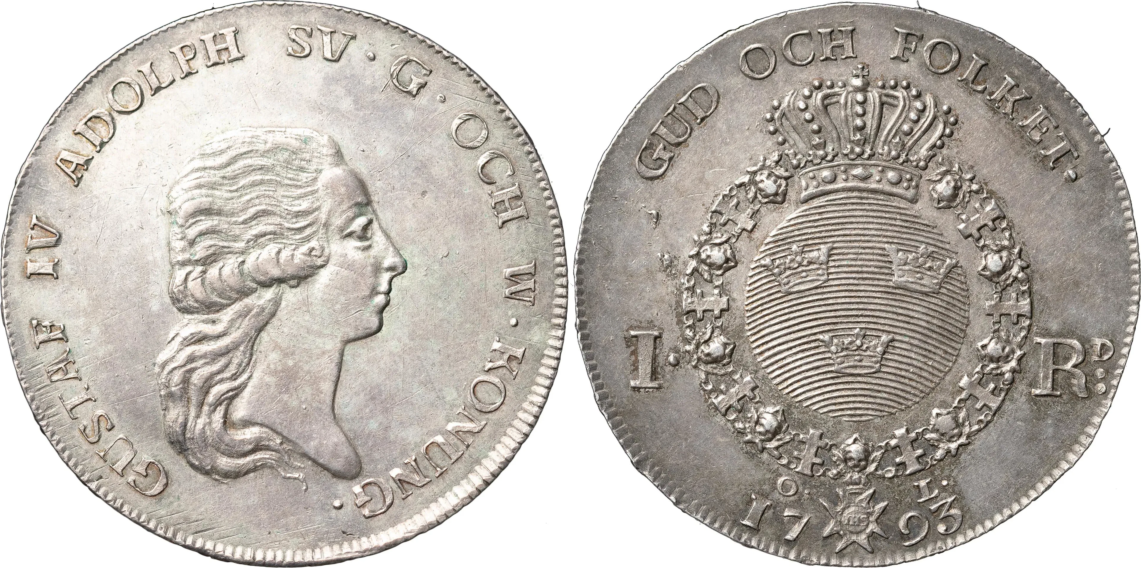 GUSTAV IV ADOLF (1792-1809). STOCKHOLM. Riksdaler 1793