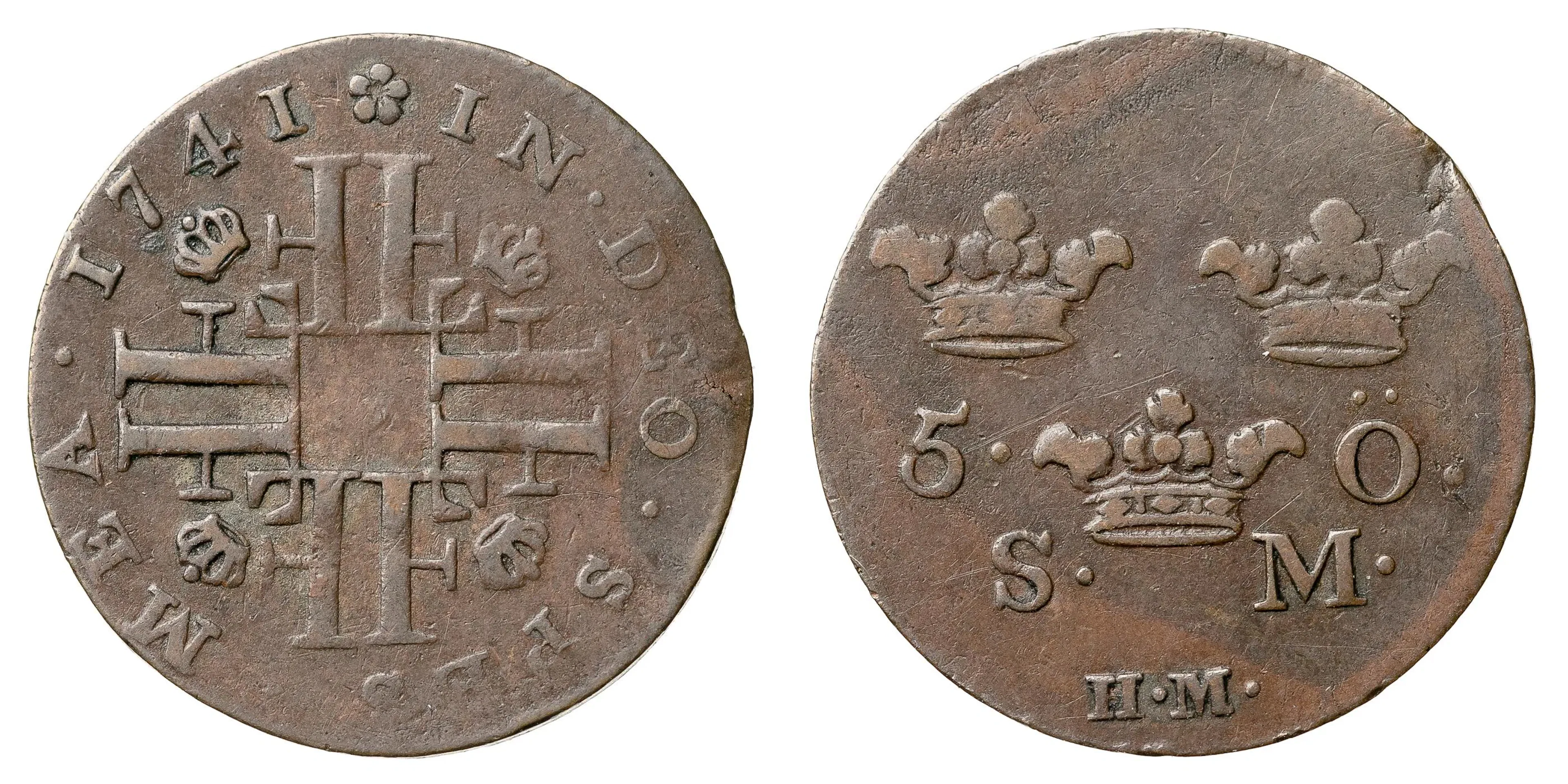 FREDRIK (1720-1751). 5 öre 1741
