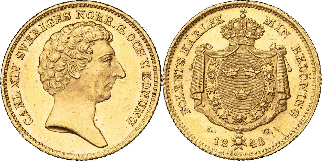KARL XIV JOHAN (1818-1844). STOCKHOLM. 2 dukater 1843