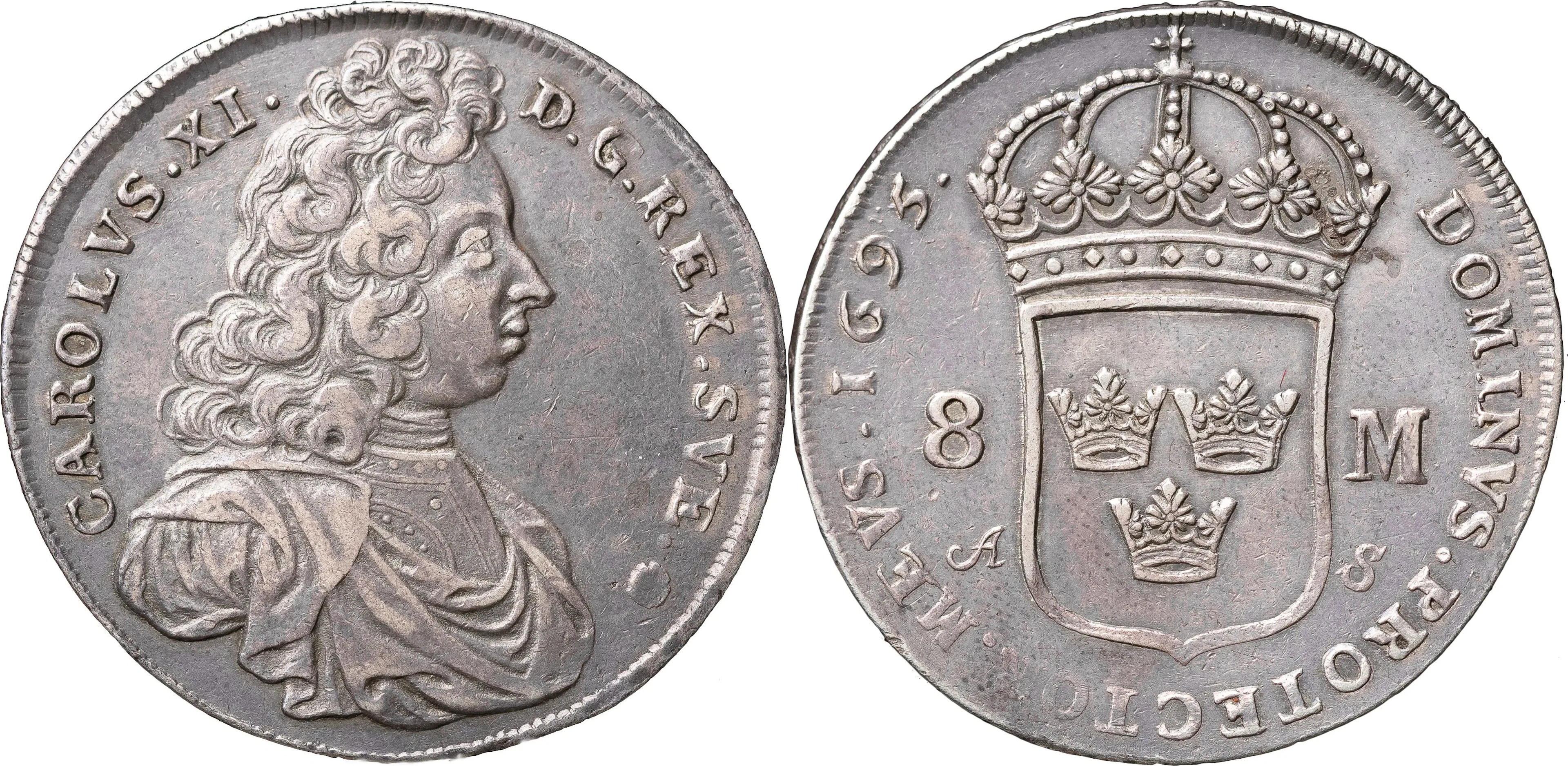 KARL XI (1660-1697). STOCKHOLM. 8 mark 1695