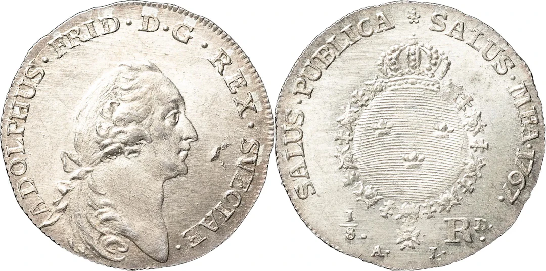 ADOLF FREDRIK (1751-1771). STOCKHOLM. 1/8 riksdaler 1767