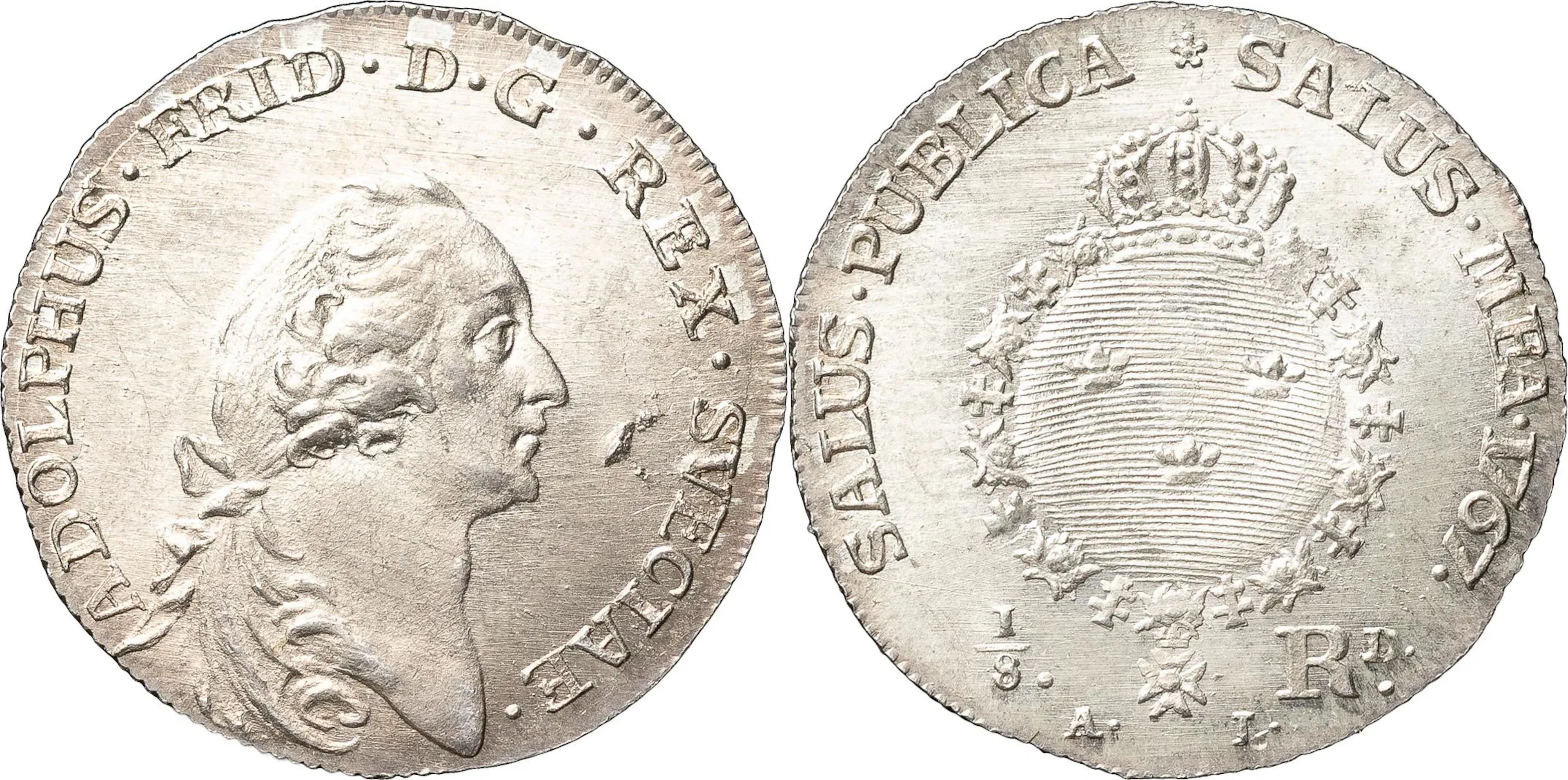 ADOLF FREDRIK (1751-1771). STOCKHOLM. 1/8 riksdaler 1767