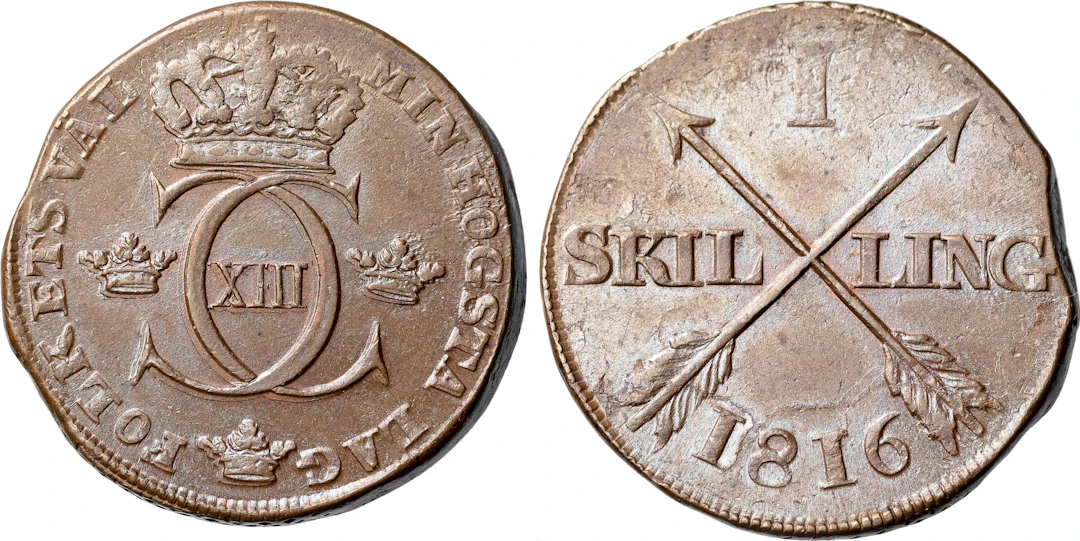 KARL XIII (1809-1818). AVESTA. Skilling 1816
