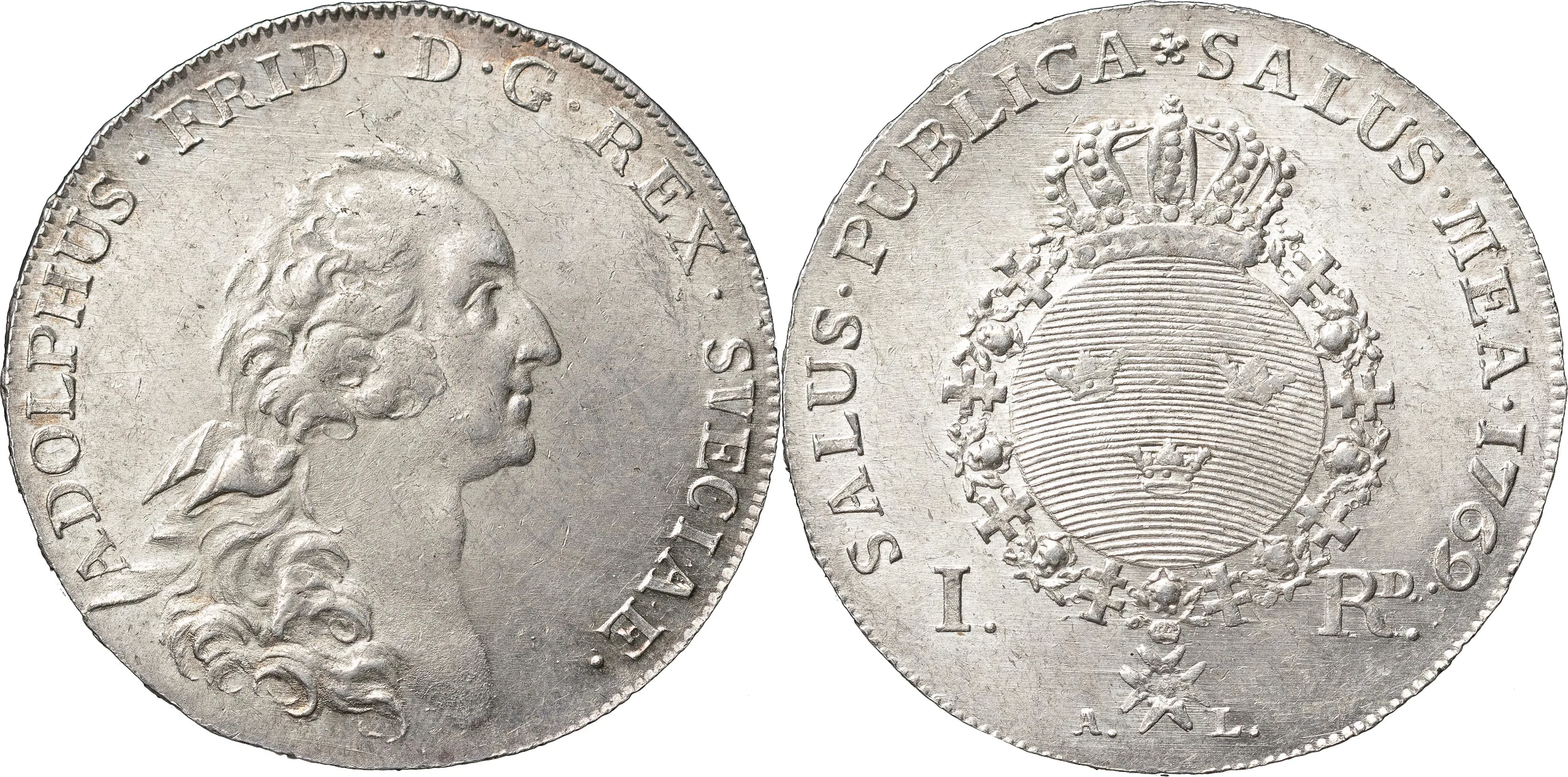ADOLF FREDRIK (1751-1771). STOCKHOLM. Riksdaler 1769
