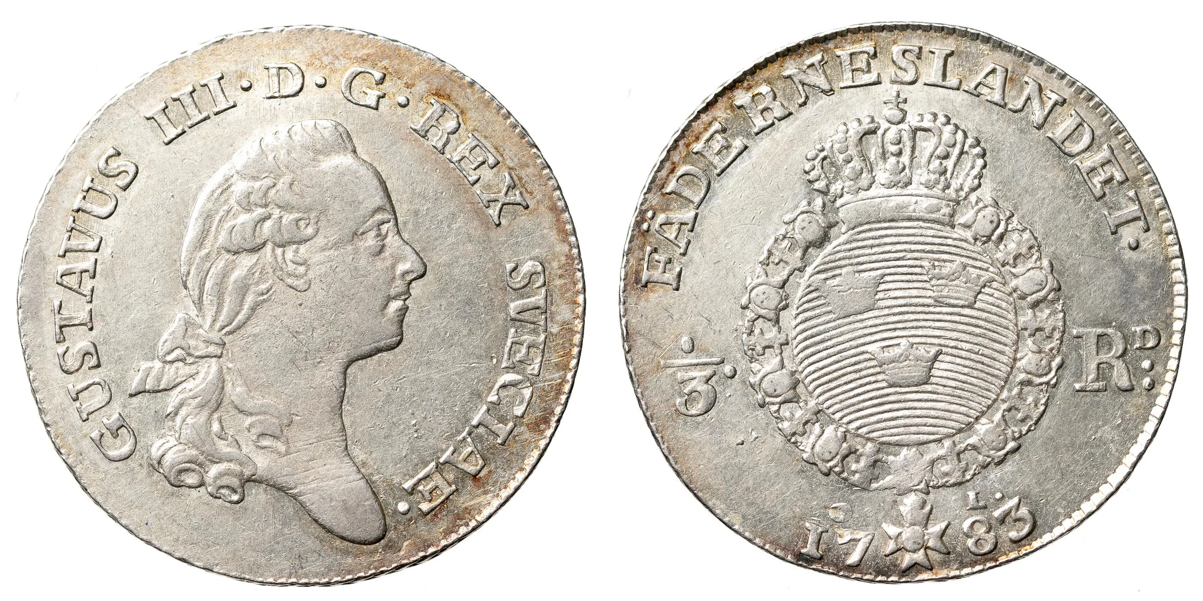GUSTAV III (1771-1792). 1/3 riksdaler 1783