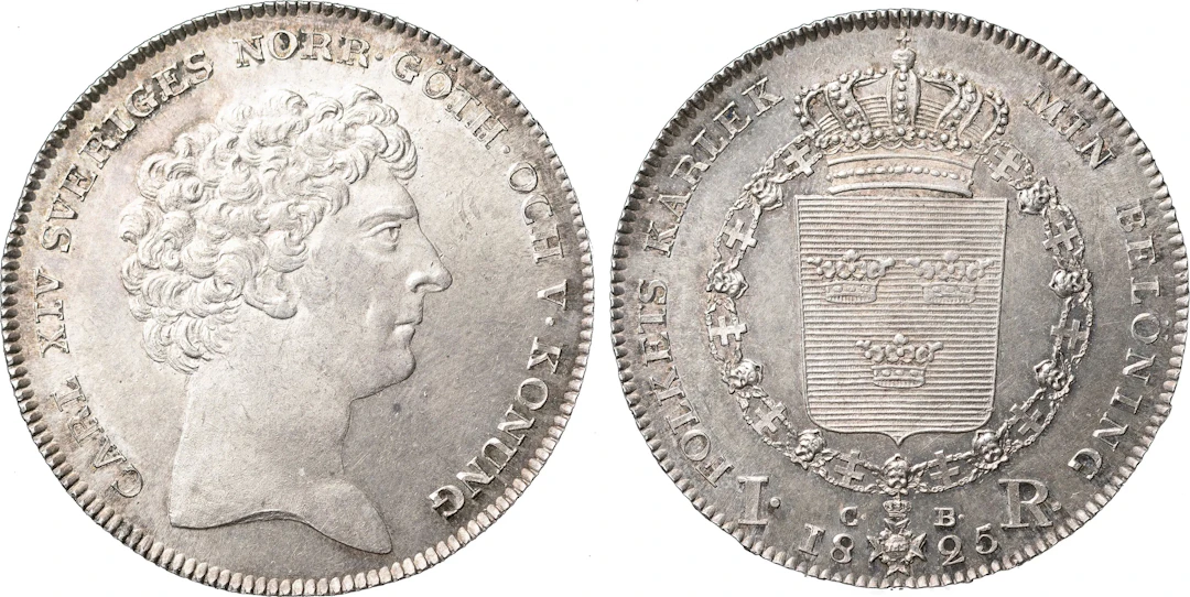 KARL XIV JOHAN (1818-1844). STOCKHOLM. Riksdaler 1825