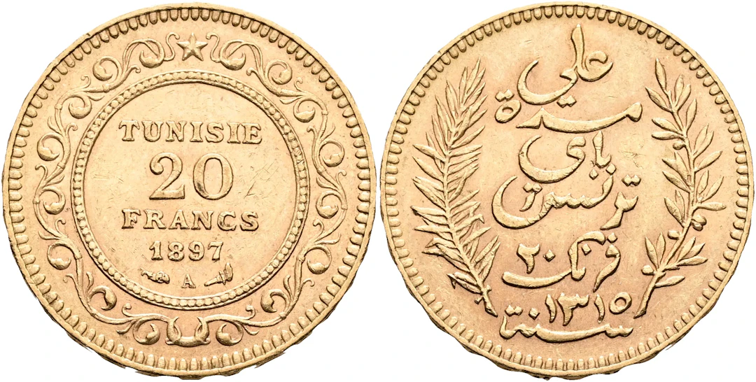 TUNISIEN / TUNISIA. 20 francs 1897