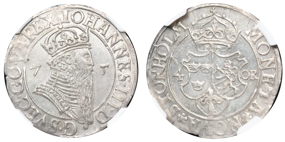 JOHAN III (1568-1592). STOCKHOLM. 4 öre 1575