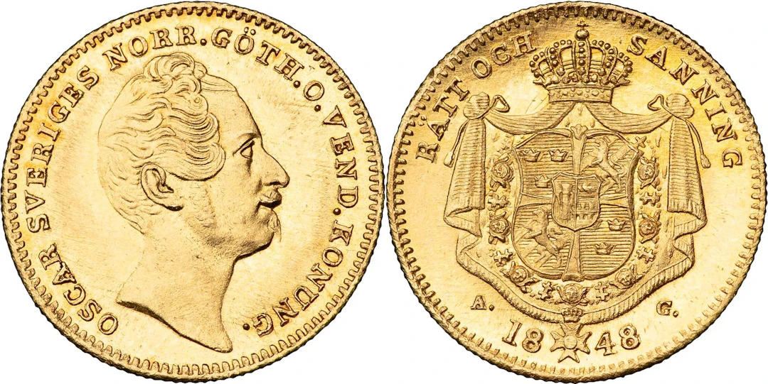KARL XIV JOHAN (1818-1844). Dukat 1848. SM 12