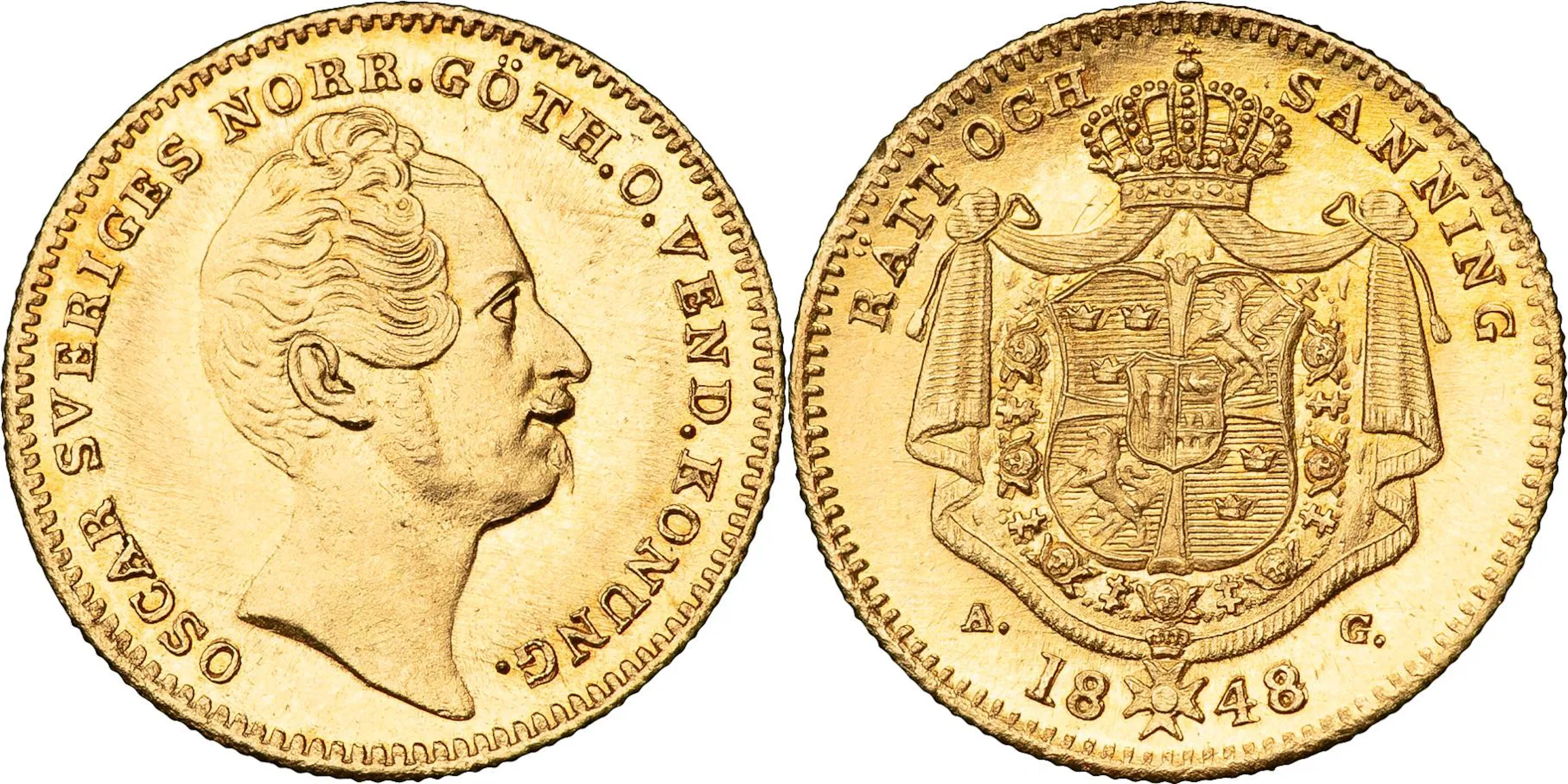 KARL XIV JOHAN (1818-1844). Dukat 1848. SM 12