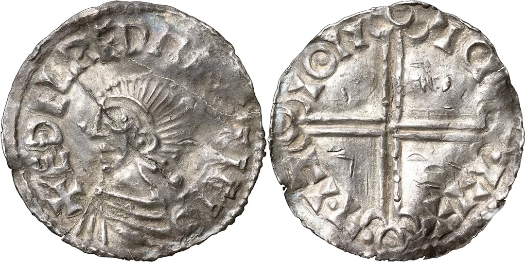 SKANDINAVISKA IMITATIONER. LUND. Penning. Imitation av Æthelred II, Long Cross