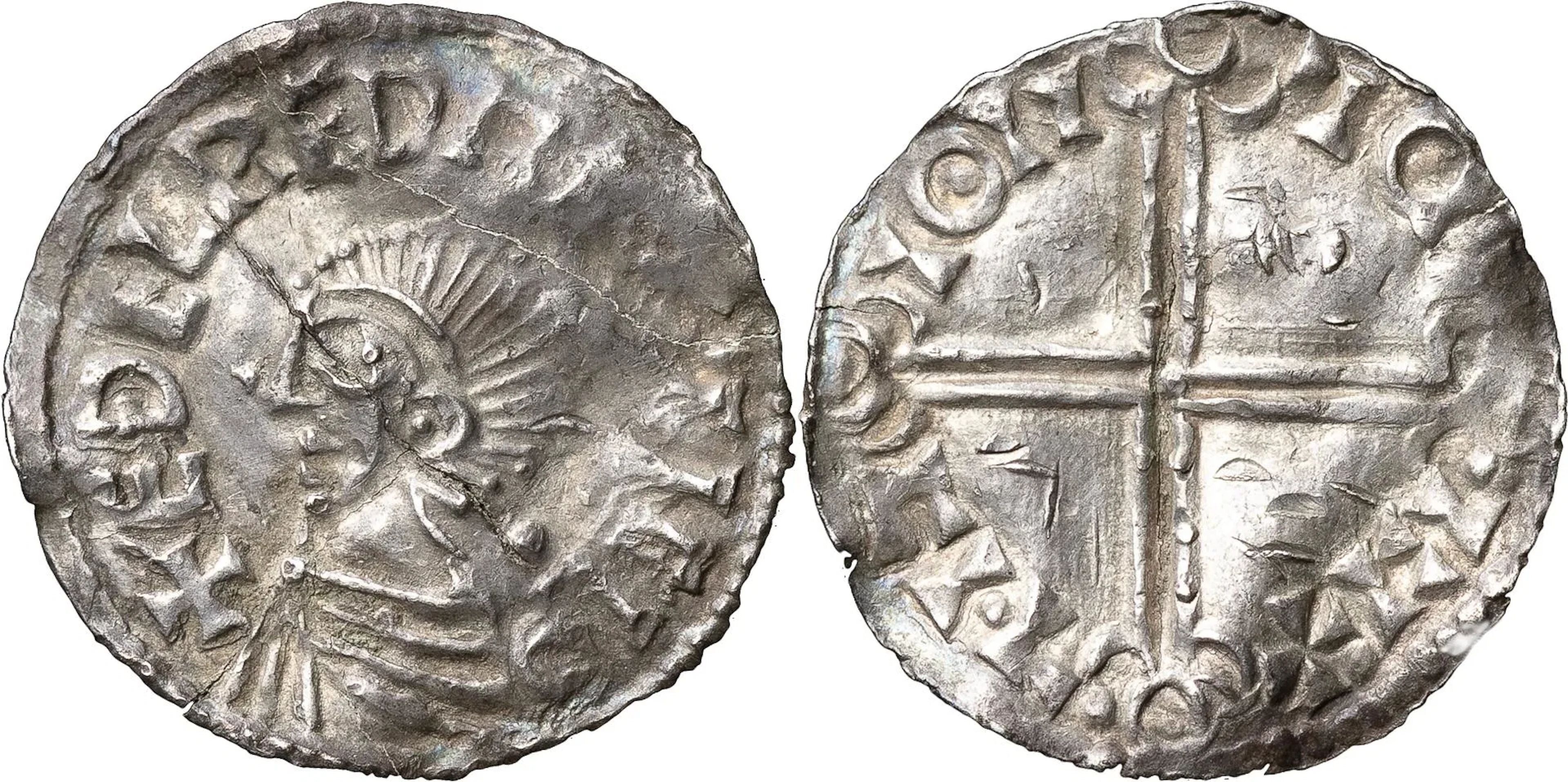 SKANDINAVISKA IMITATIONER. LUND. Penning. Imitation av Æthelred II, Long Cross