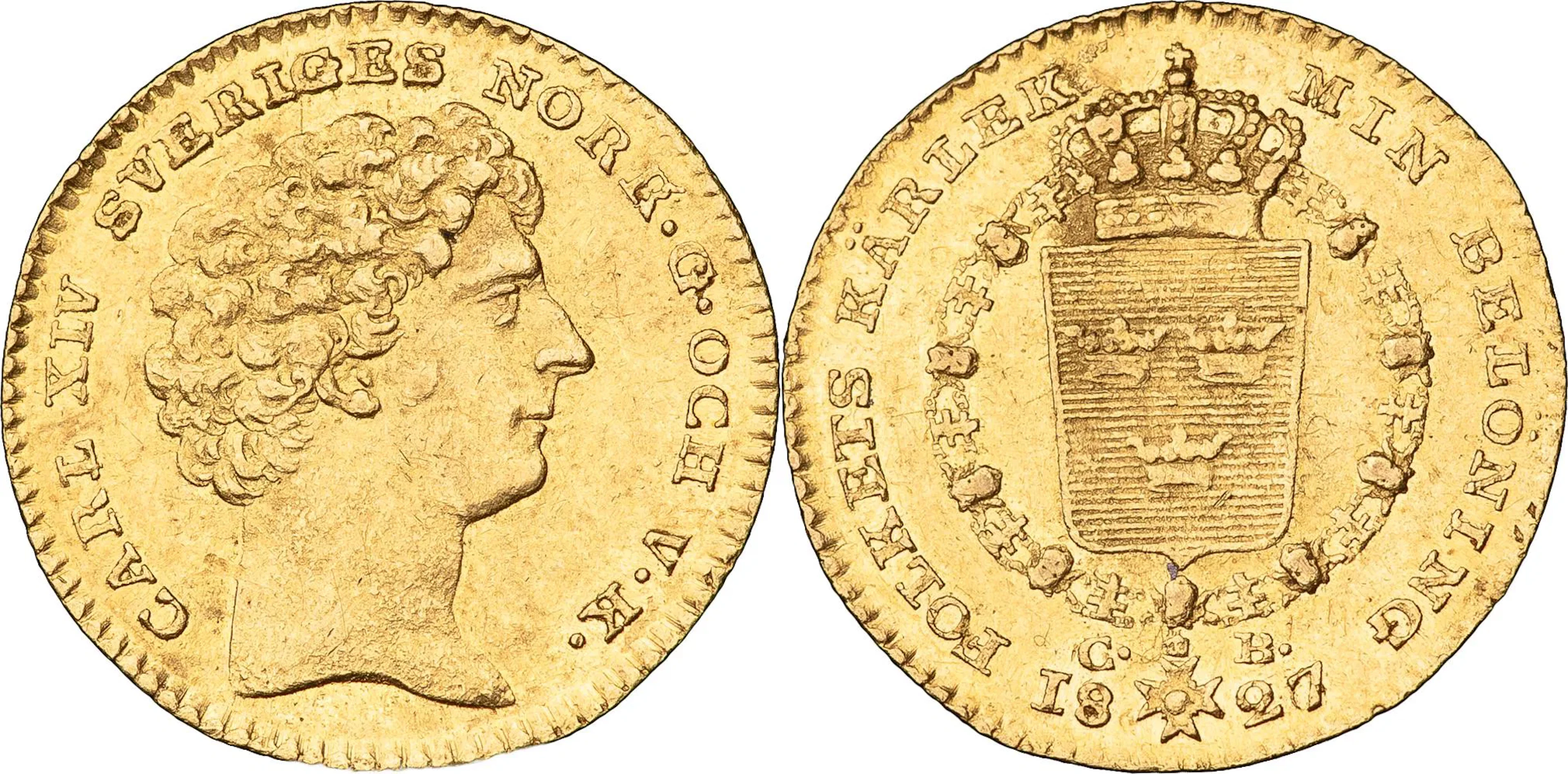 KARL XIV JOHAN (1818-1844). STOCKHOLM. Dukat 1827
