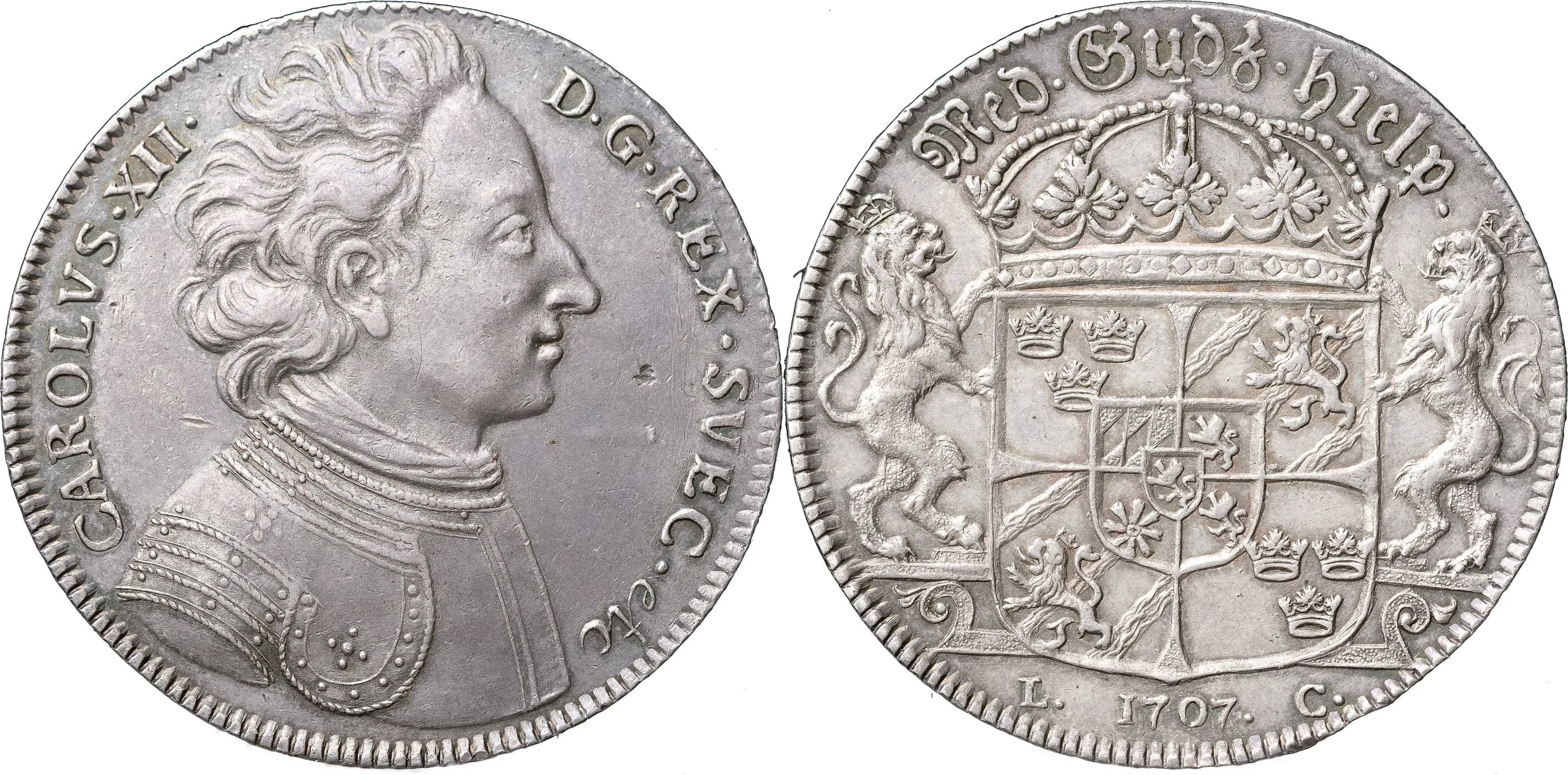 KARL XII (1697-1718). STOCKHOLM. Riksdaler 1707