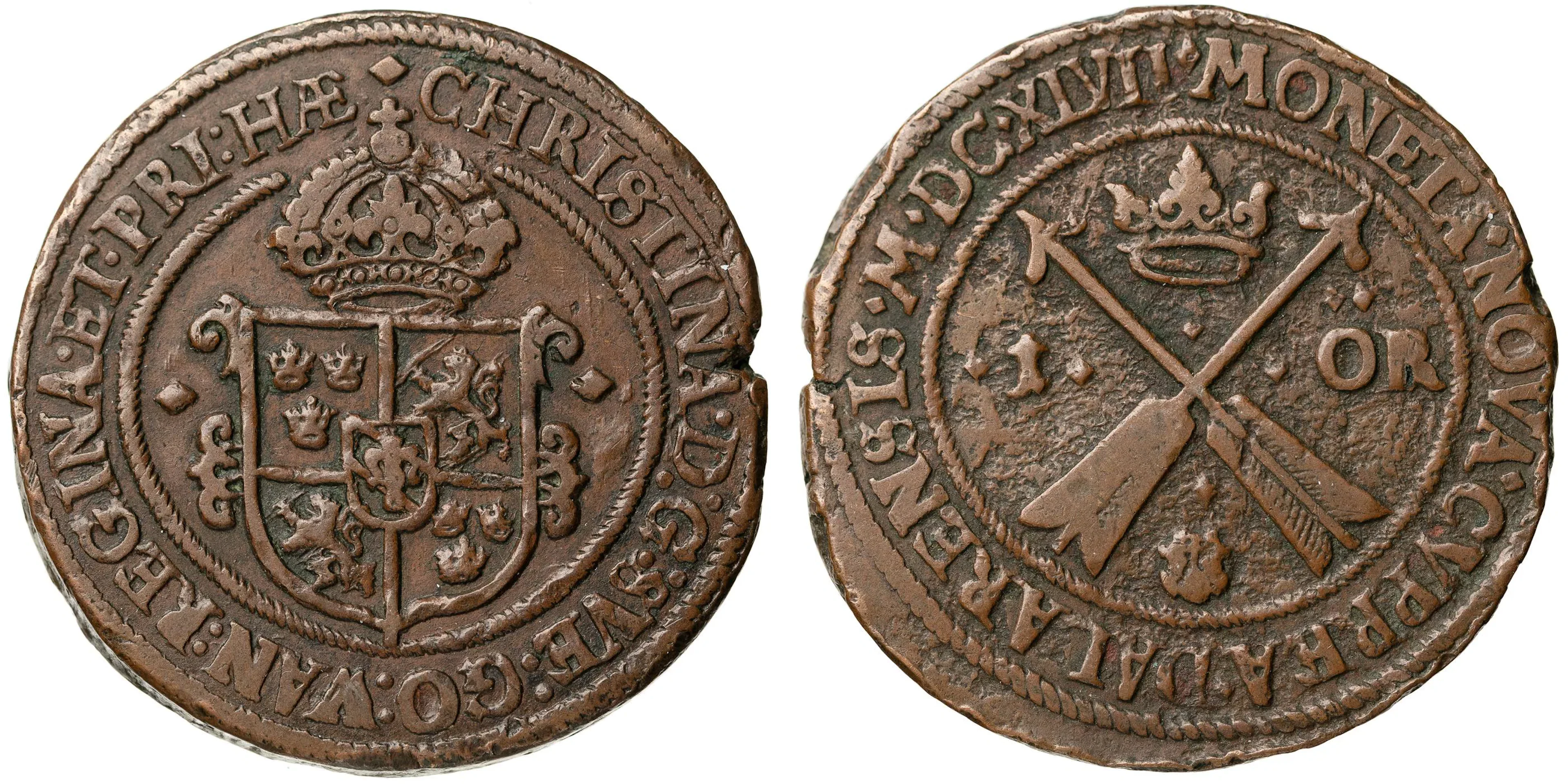 KRISTINA (1632-1654). Öre 1647