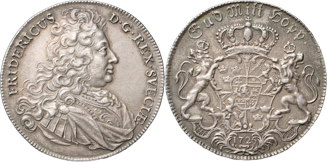 FREDRIK (1720-1751). STOCKHOLM. Riksdaler 1725
