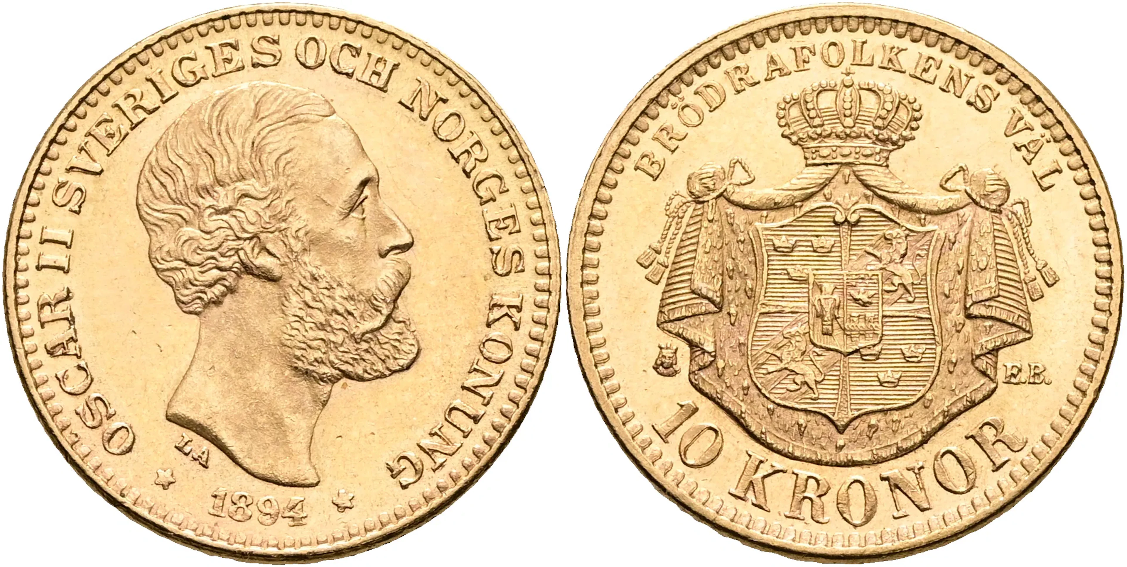 OSKAR II (1872-1907). 10 kronor 1894