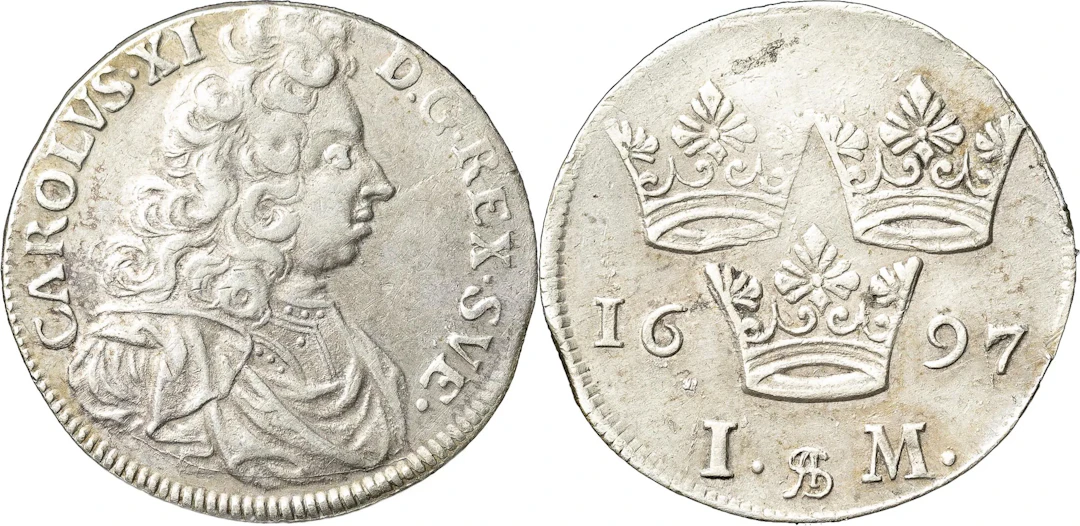 KARL XI (1660-1697). STOCKHOLM. Mark 1697