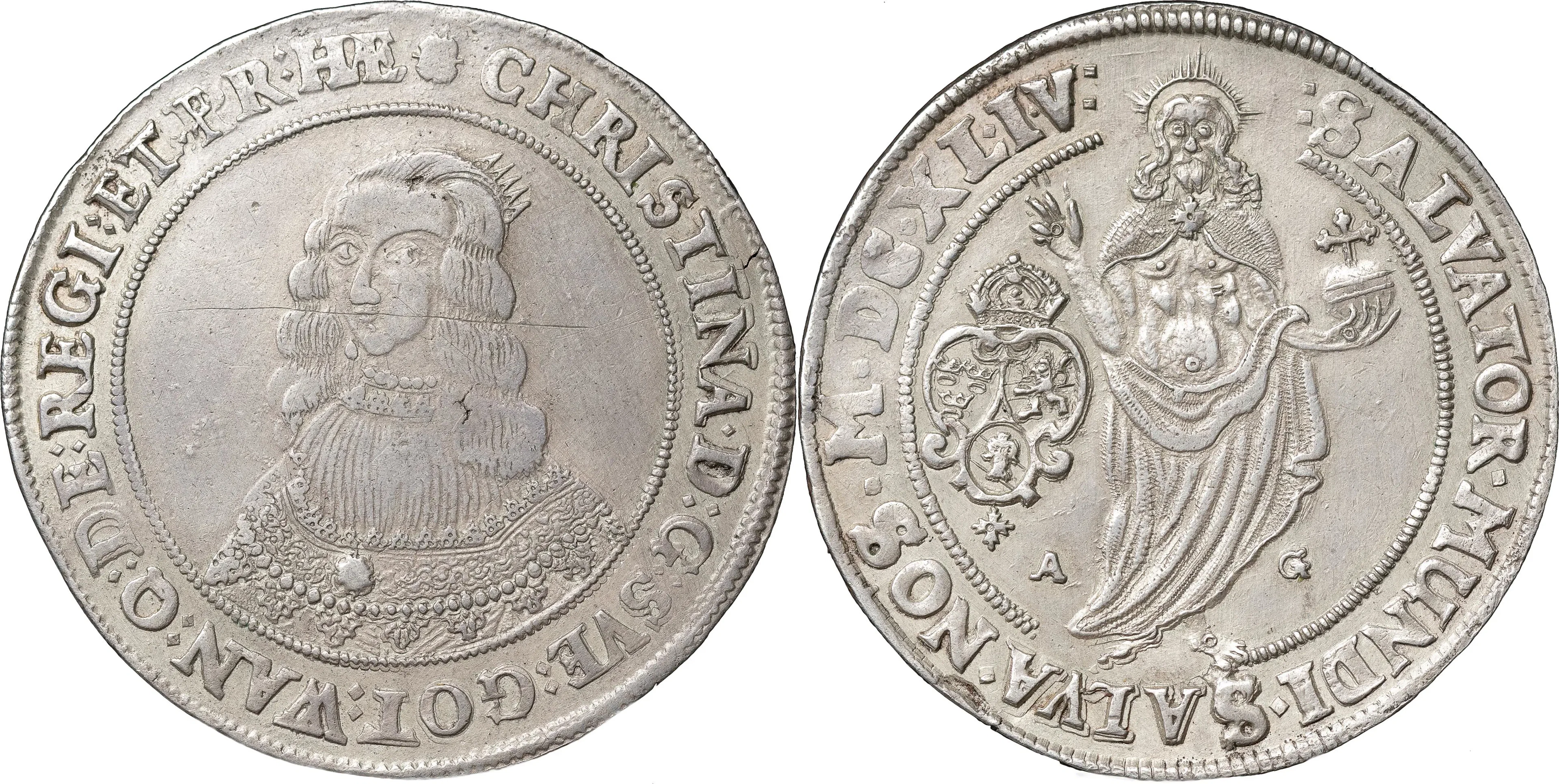 KRISTINA (1632-1654). STOCKHOLM. Riksdaler 1644