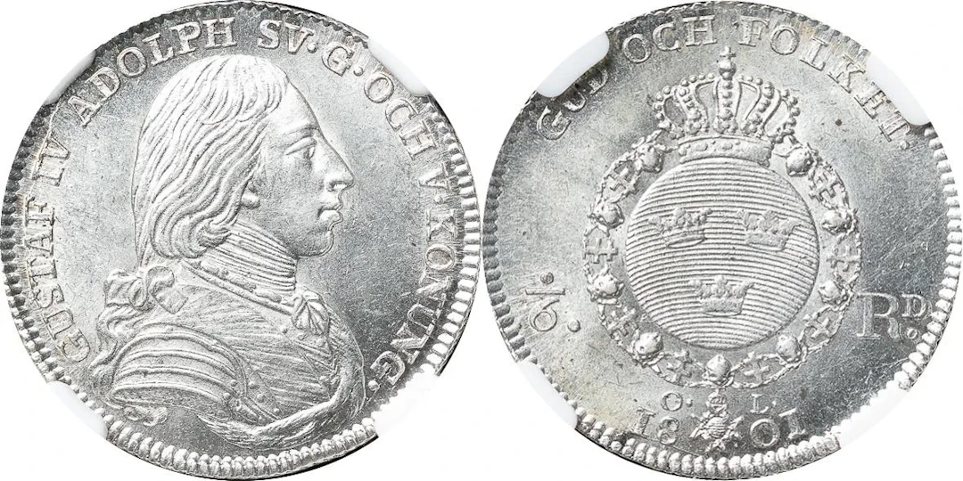 GUSTAV IV ADOLF (1792-1809). STOCKHOLM. 1/6 riksdaler 1801