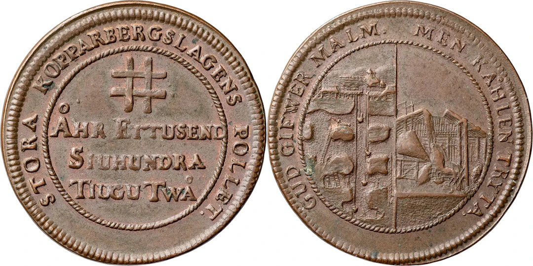 FREDRIK (1720-1751). STORA KOPPARBERGS GRUVA OCH BERGSLAG. AVESTA. 5 mark