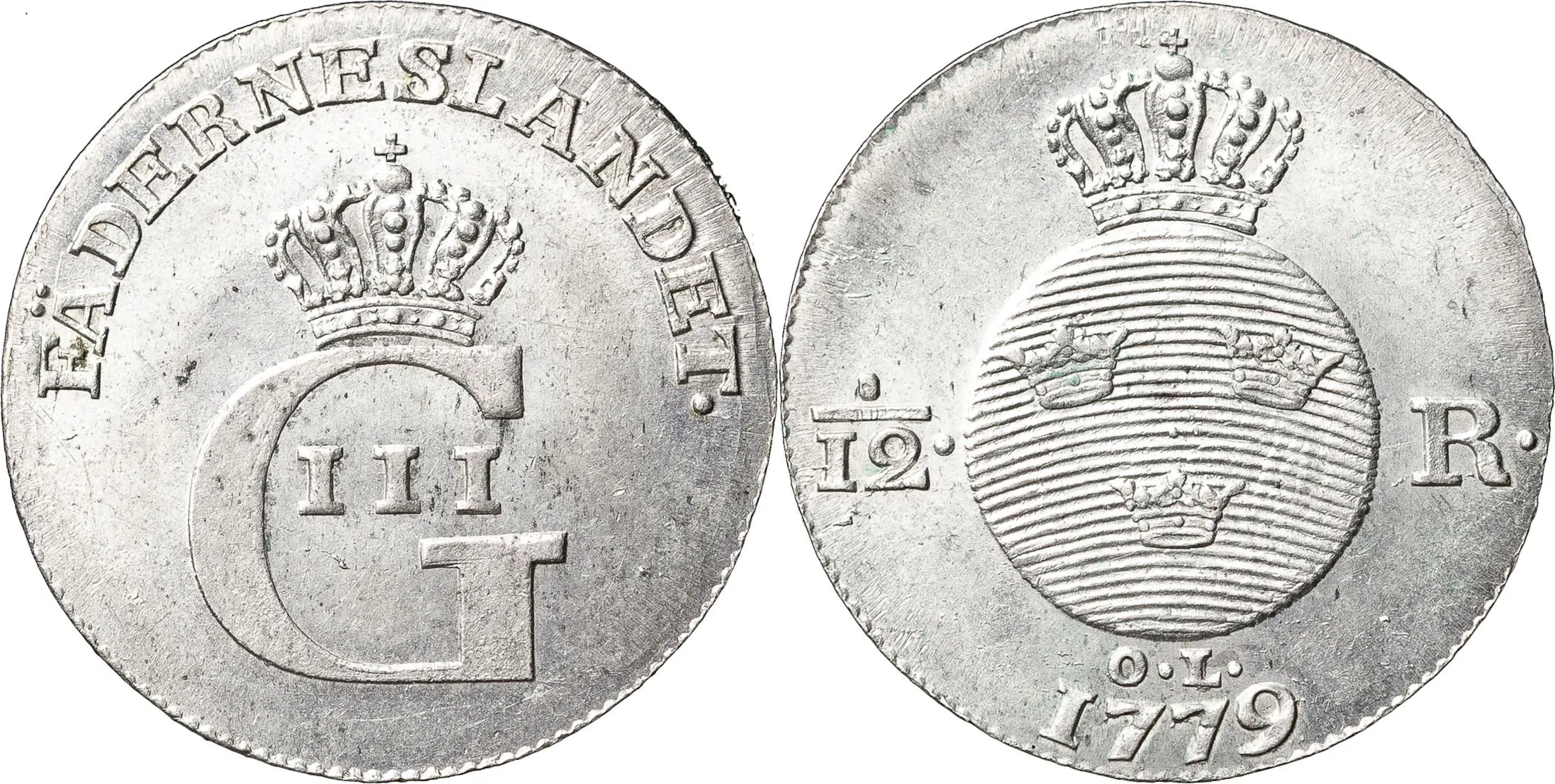 GUSTAV III (1771-1792). STOCKHOLM. 1/12 riksdaler 1779